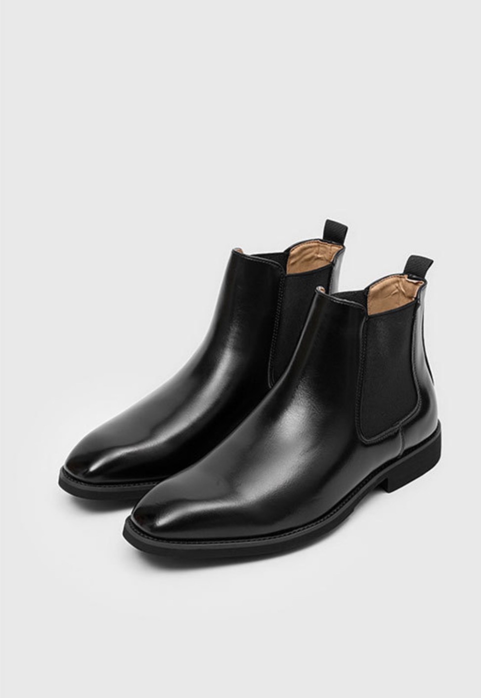 Good Value 韓系 亮面 方頭 中筒 皮靴 皮鞋