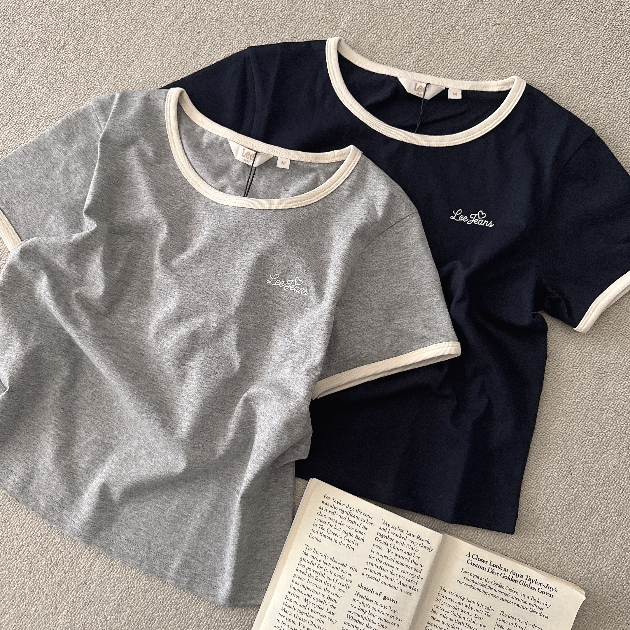 （現貨） 韓牌 LEE 草寫愛心logo 滾邊 短版 短T LE2602ST65