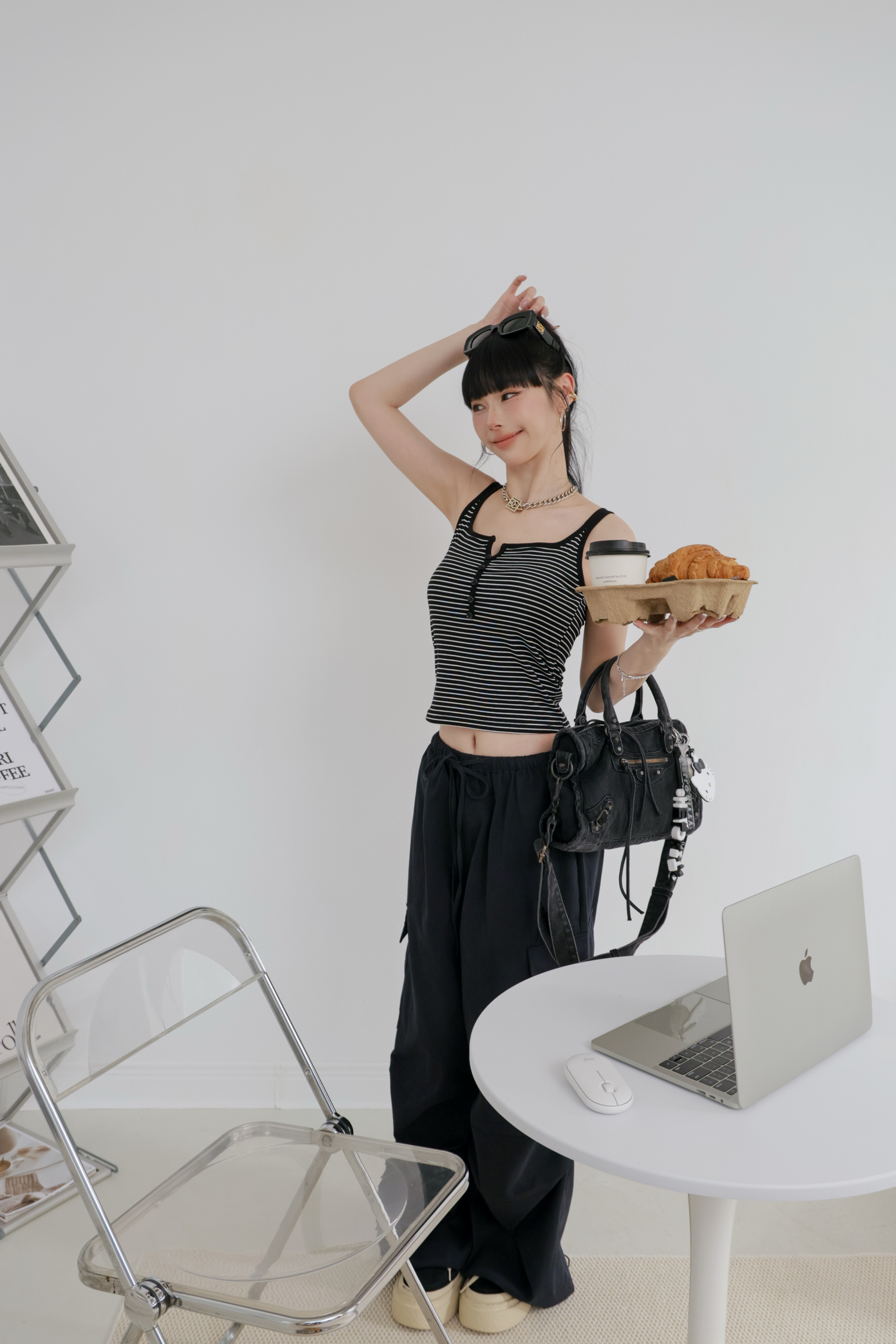 開扣U領雙肩帶BRATOP #條紋款 P42