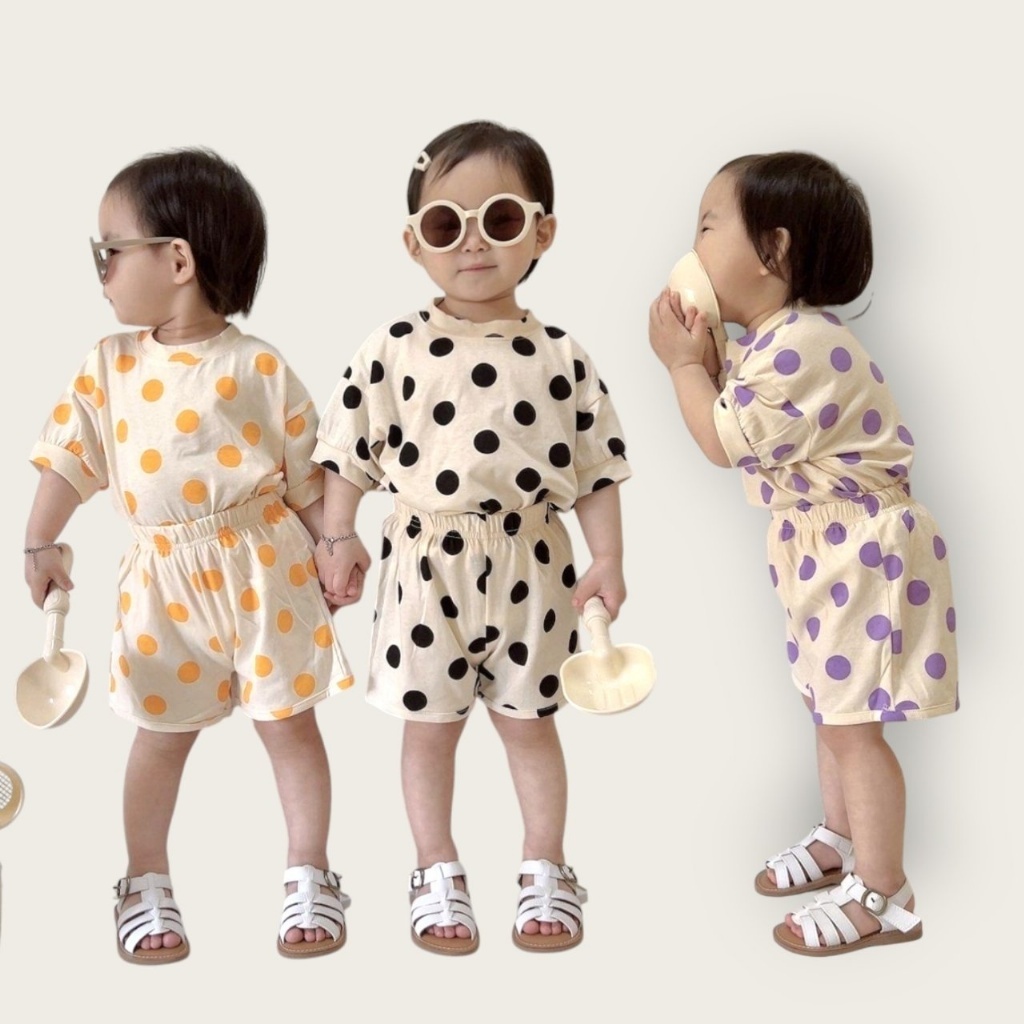 正韓夏MORAN 嫩嬰小童三色點點套裝