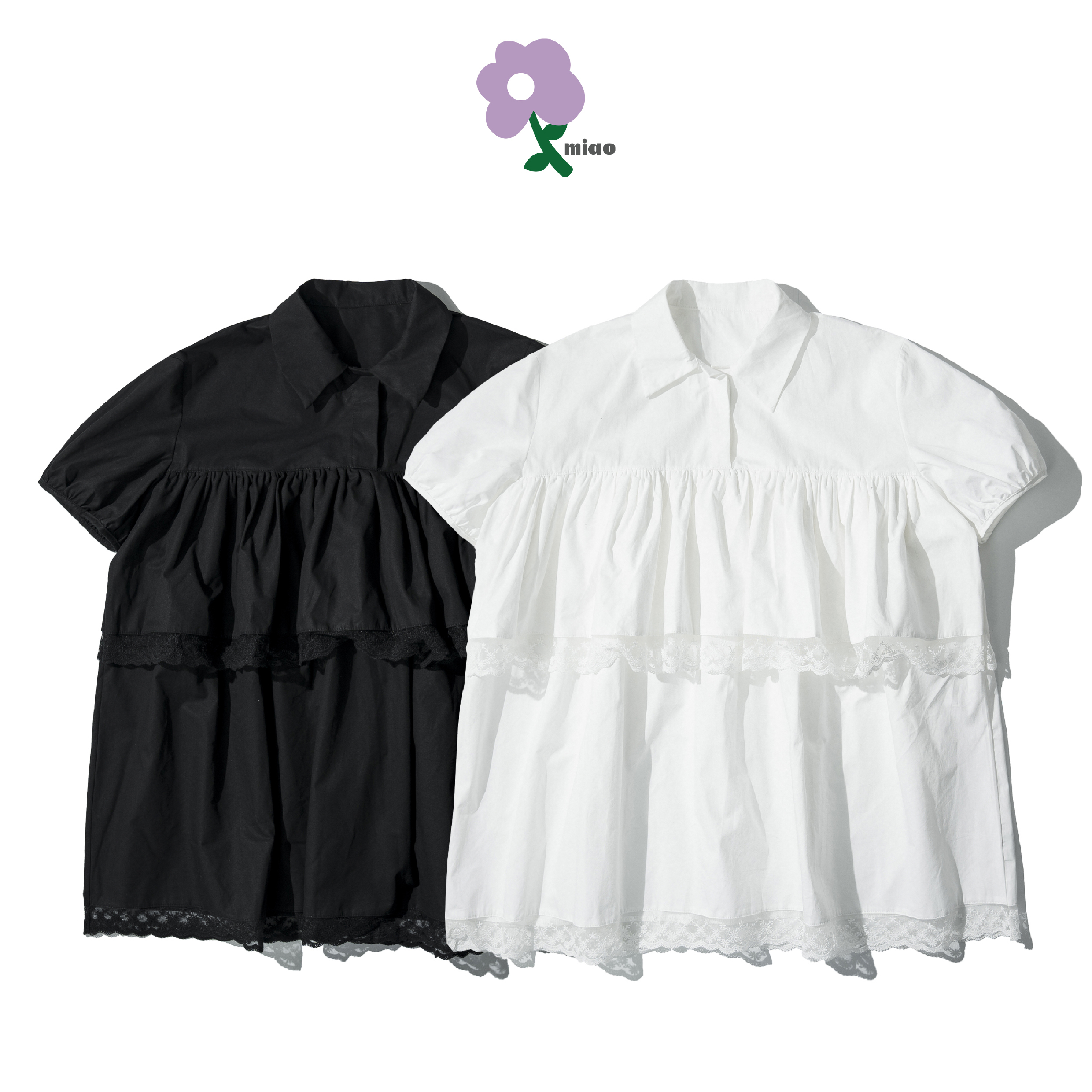 AGILITY MIAO Lapel Shirts 女裝 翻領 蛋糕褶皺 襯衫 [M-SS01]