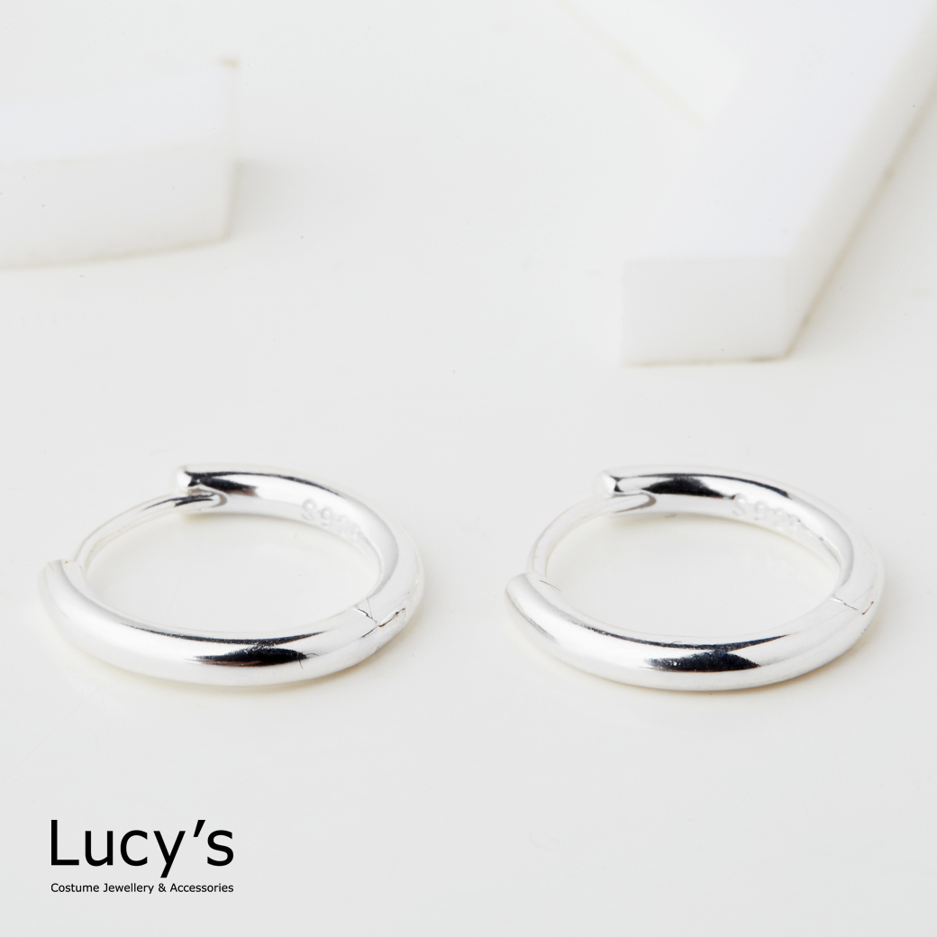 925純銀 極簡小圈 易扣耳環 (107241)