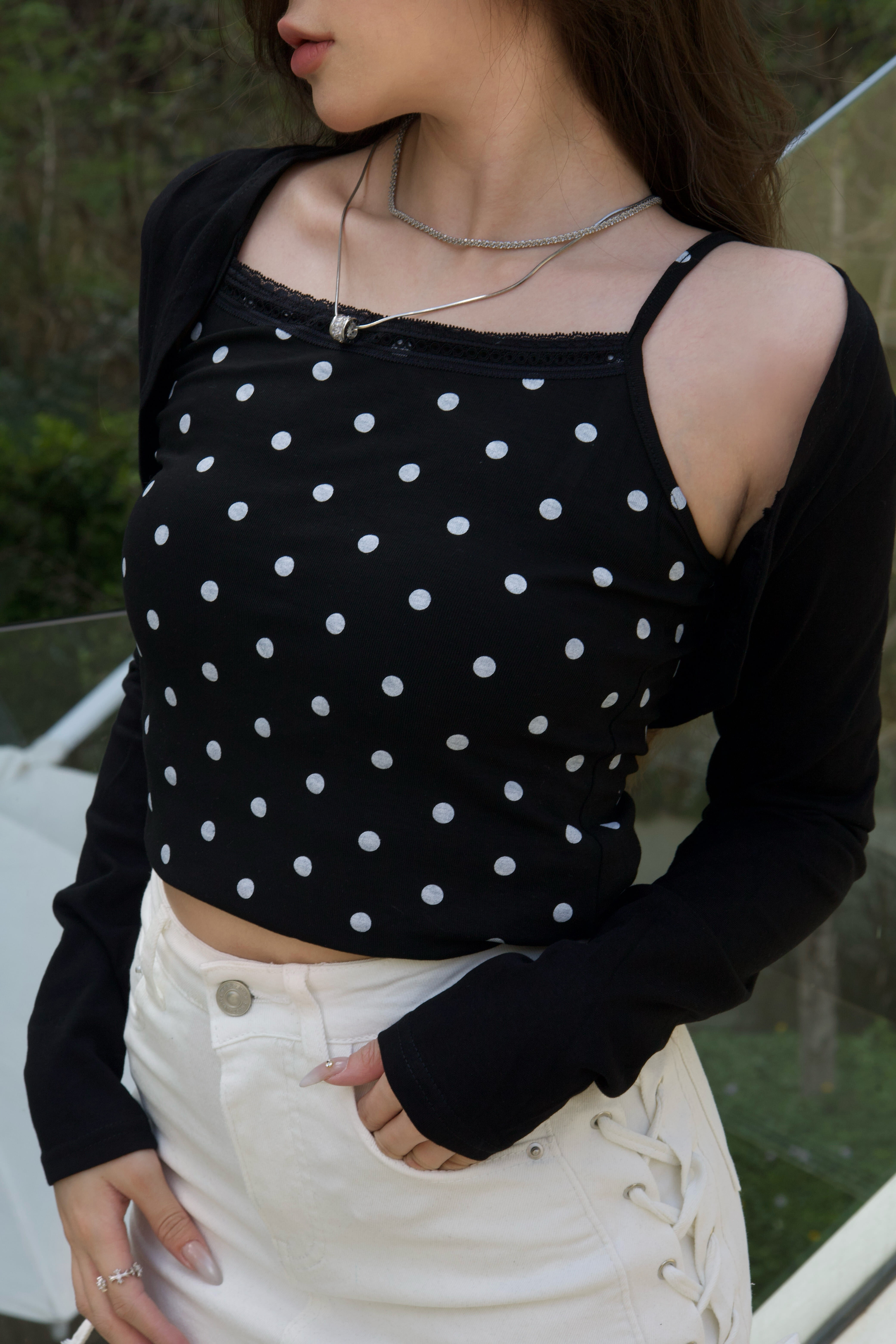 兩件式蕾絲點點上衣罩衫