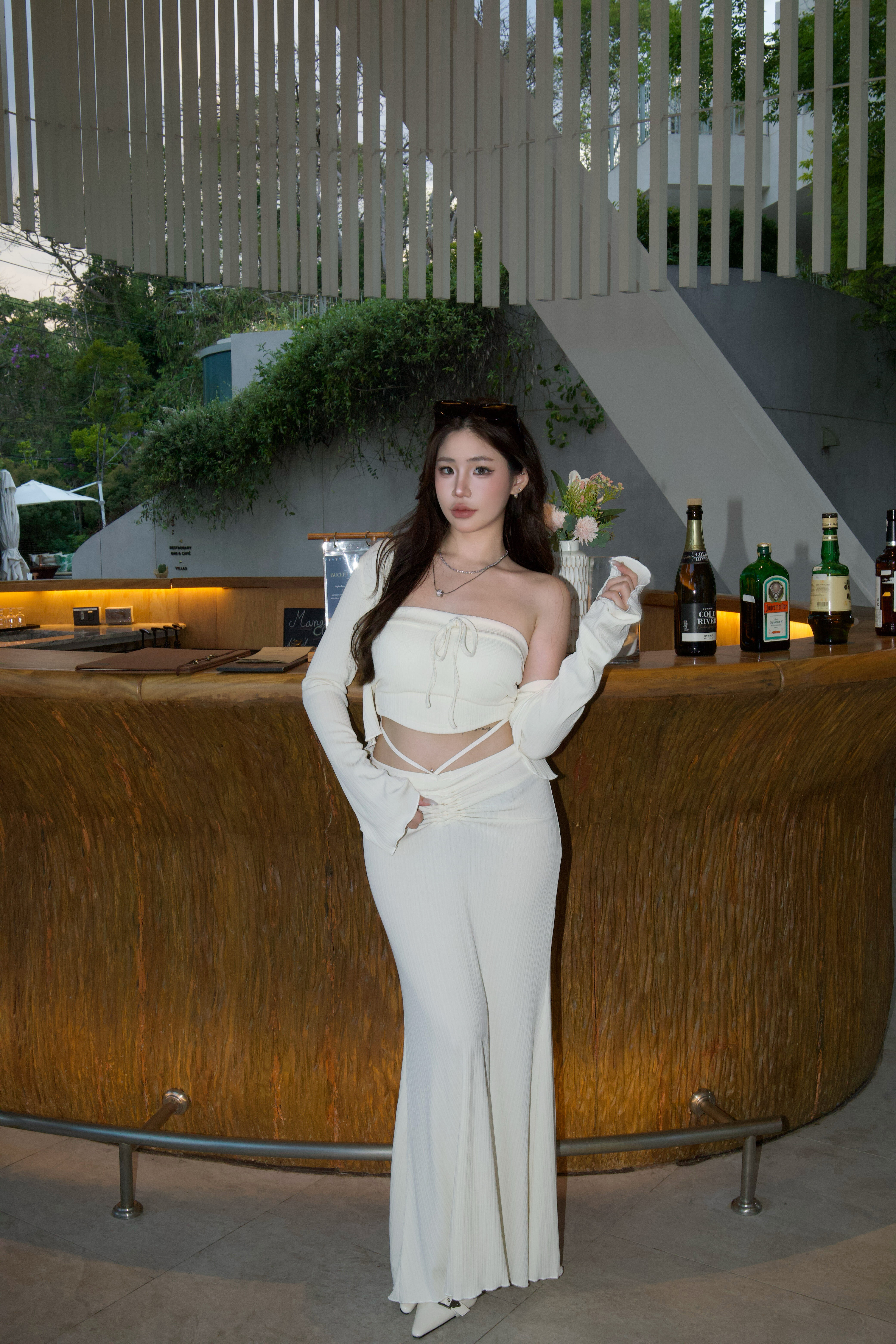 坑條棉魚尾三件套裝