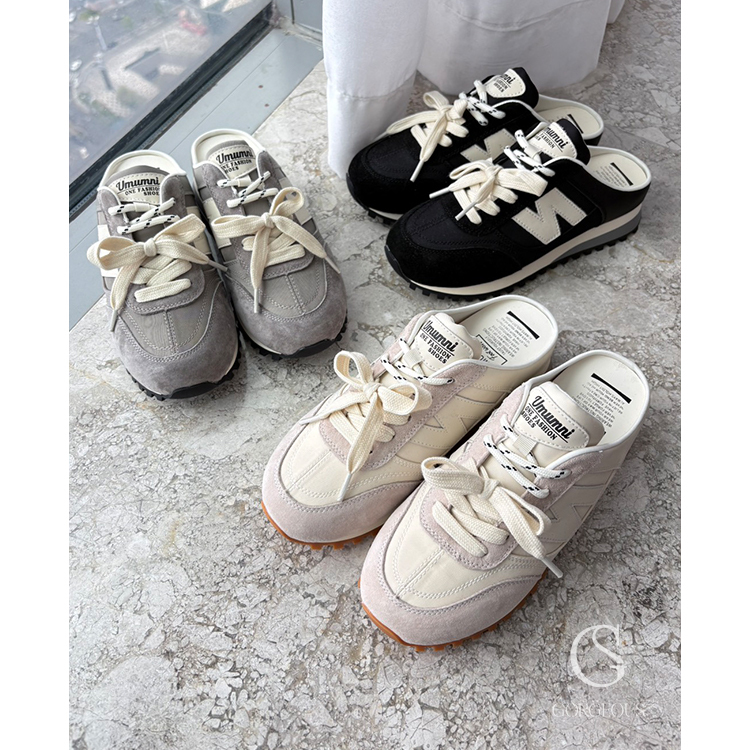 A03 「韓系輕量真皮小腳慢跑鞋（半拖）」