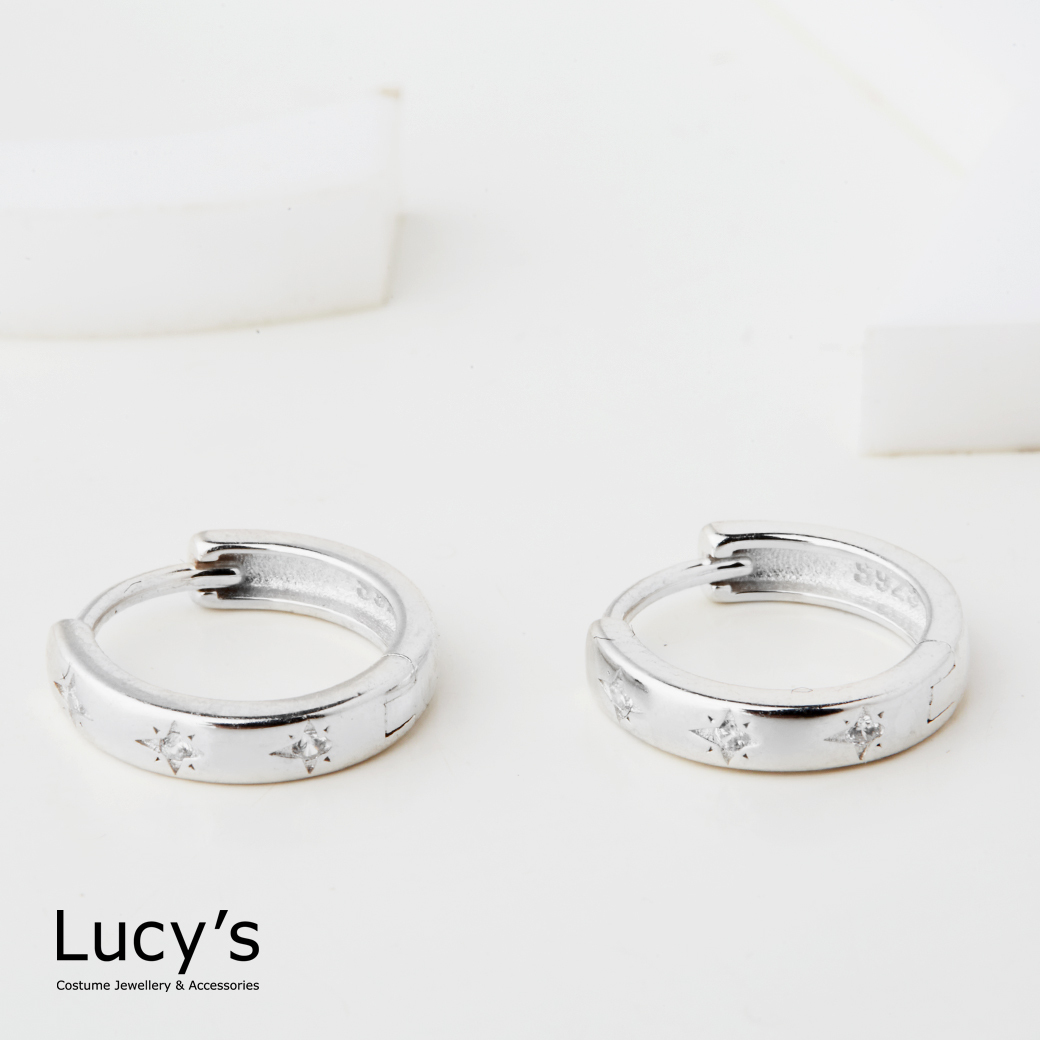 925純銀 星芒 易扣耳環 (127370)