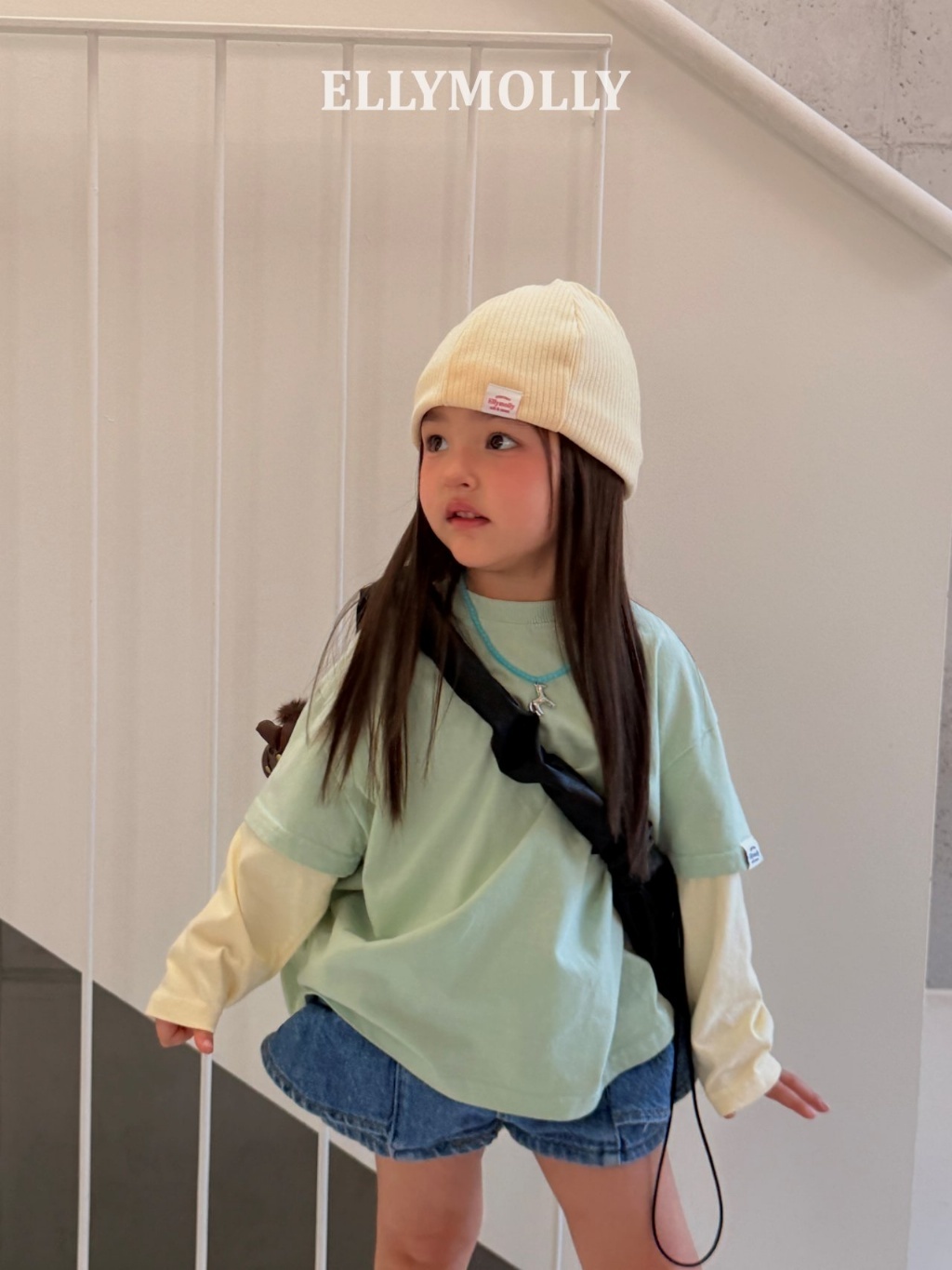 正韓夏EllyMolly 個性牛仔甜美碎花褲裙