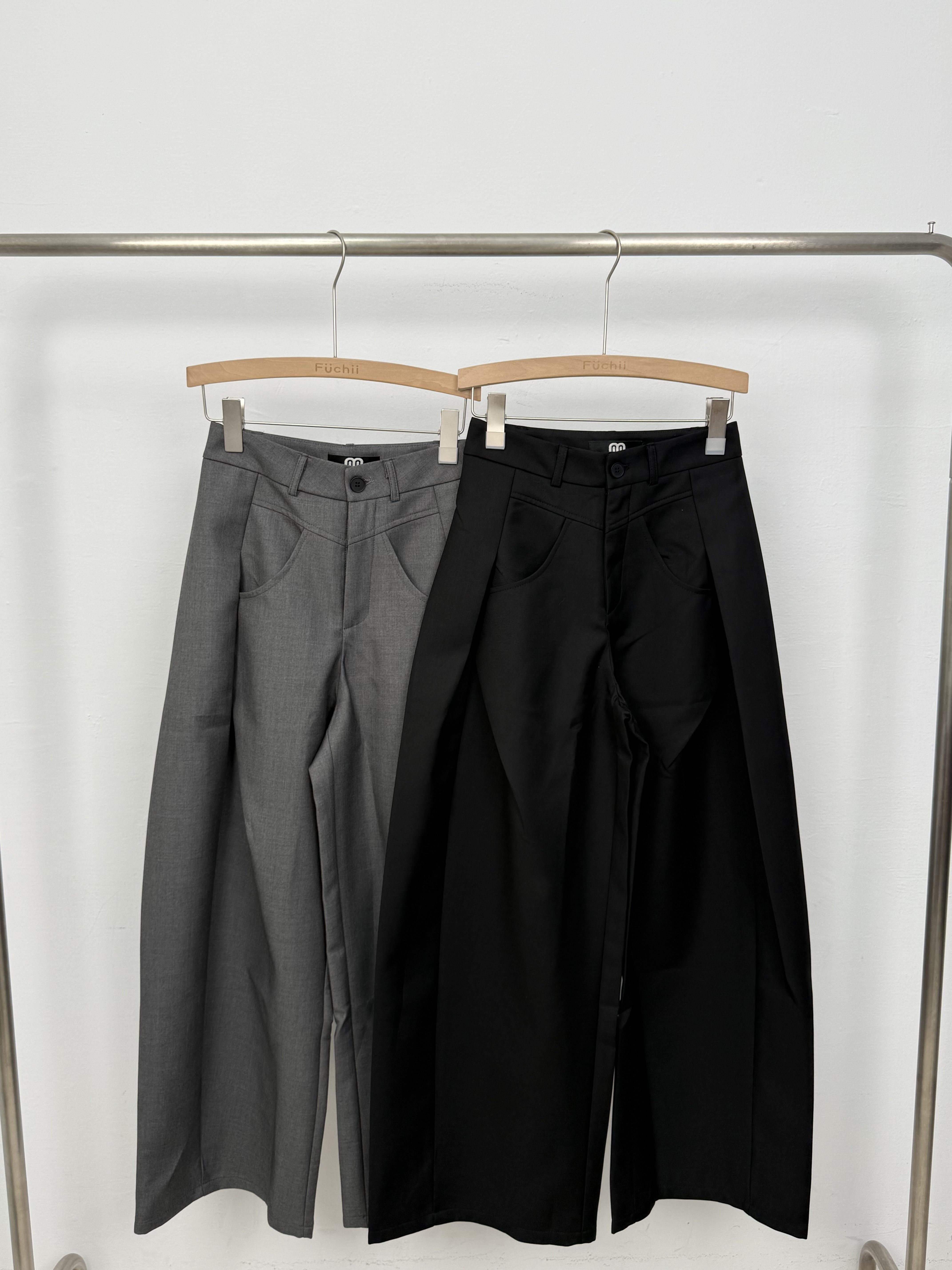 NEW 窄口袋造型西裝彎刀褲