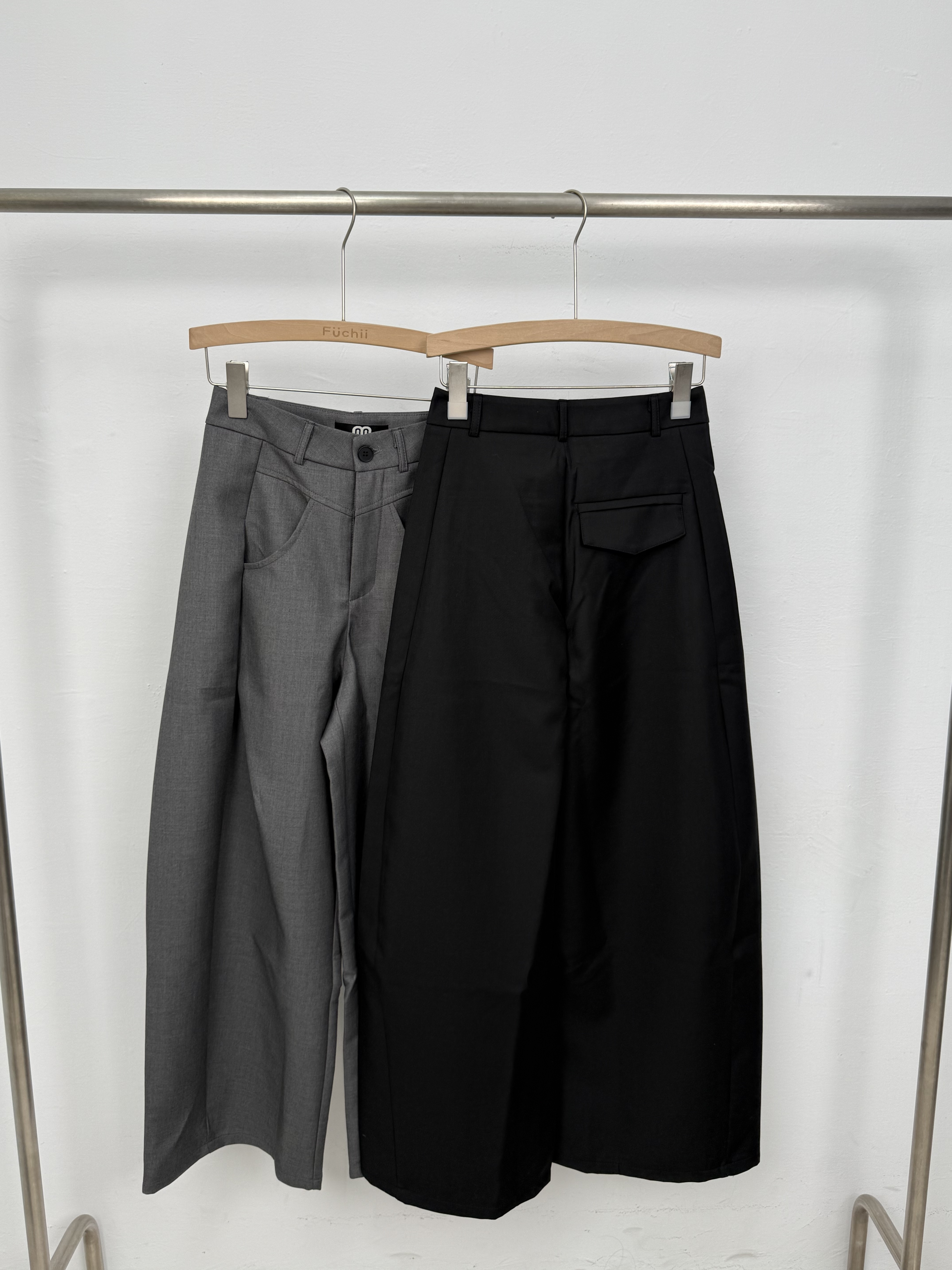 NEW 窄口袋造型西裝彎刀褲