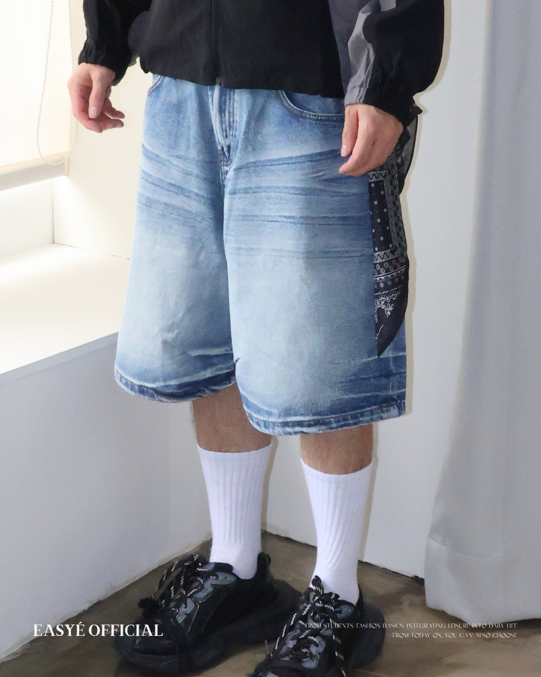 ISA刷白牛仔短褲