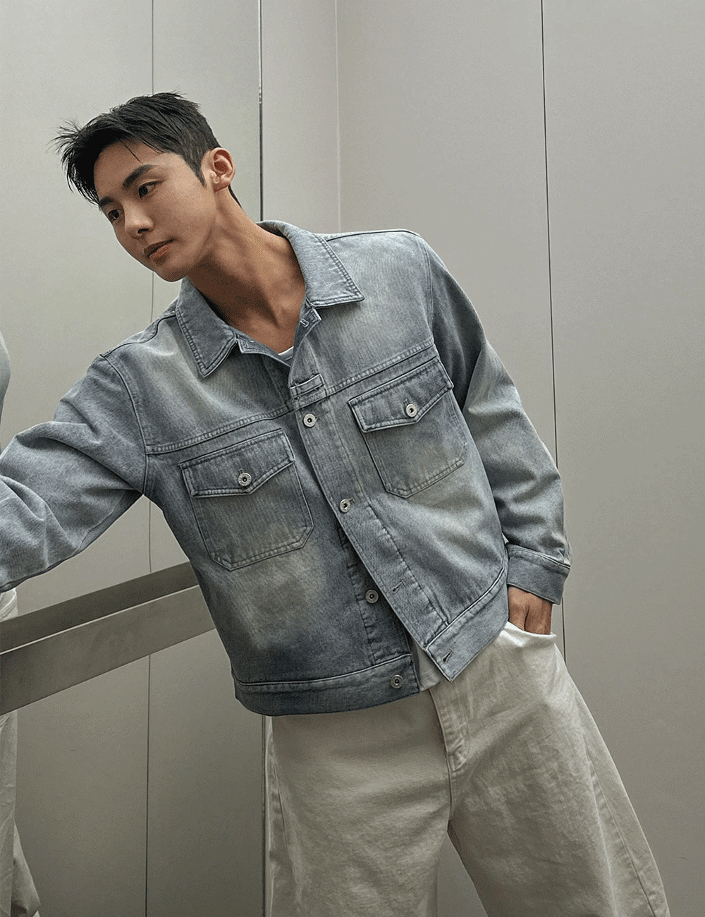 短款切割牛仔夾克