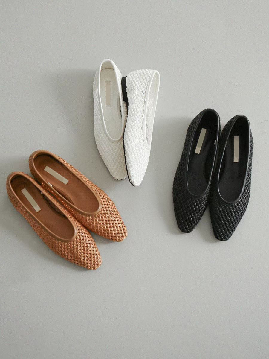 編織感小方頭造型平底娃娃鞋 / 3色