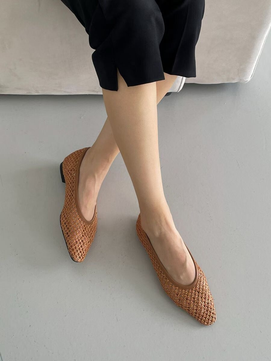 編織感小方頭造型平底娃娃鞋 / 3色