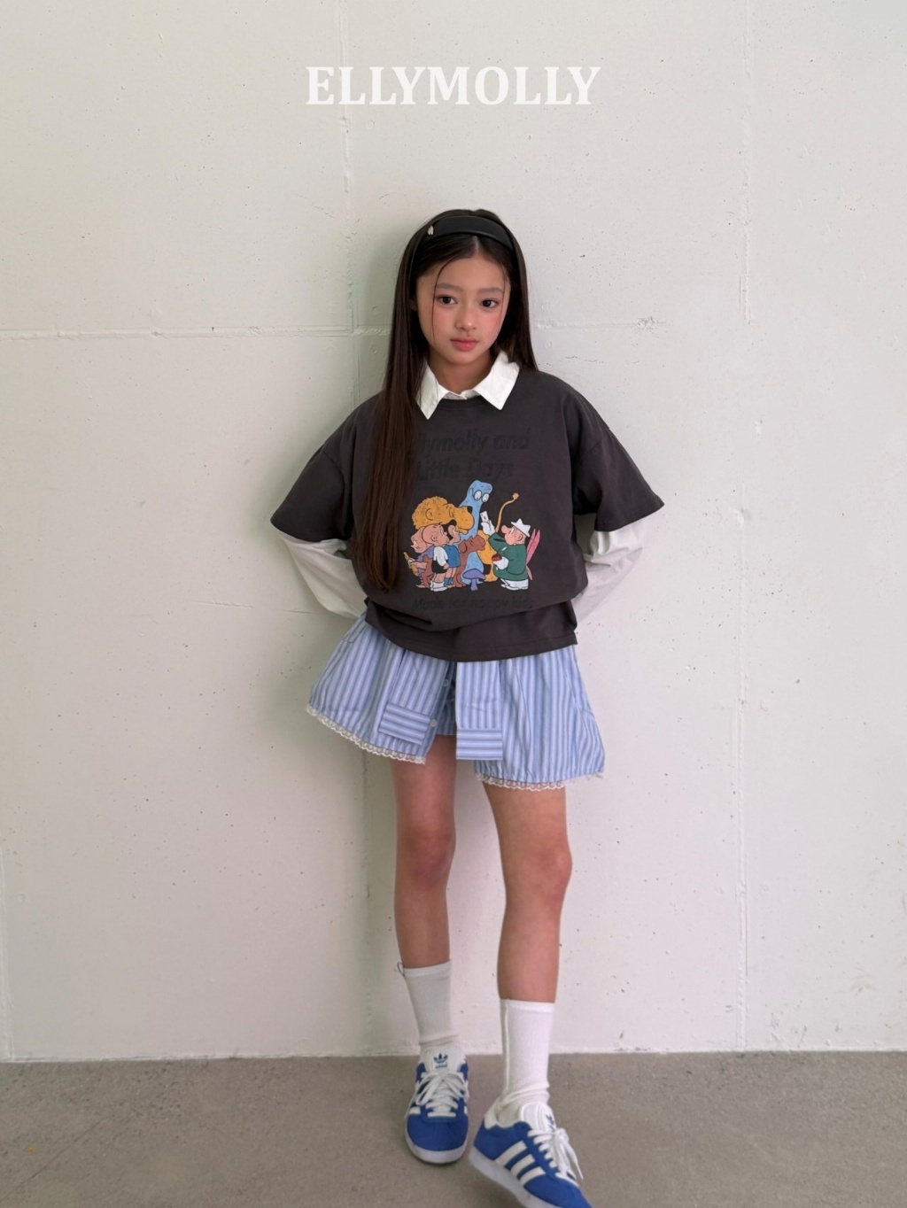 正韓夏EllyMolly 設計感直條短褲