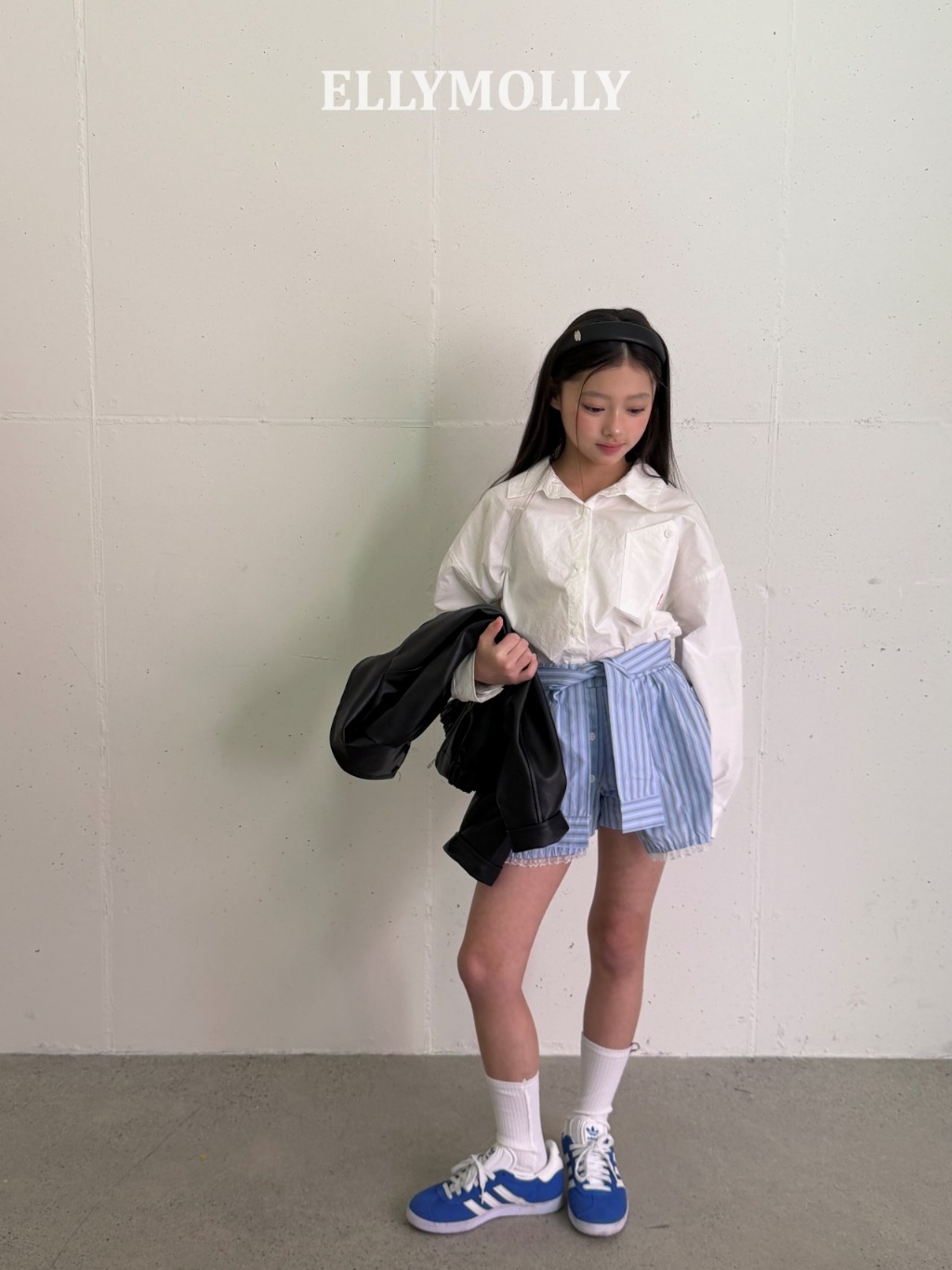 正韓夏EllyMolly 設計感直條短褲