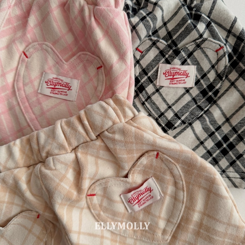 正韓夏EllyMolly 菱格紋愛心口袋窄裙