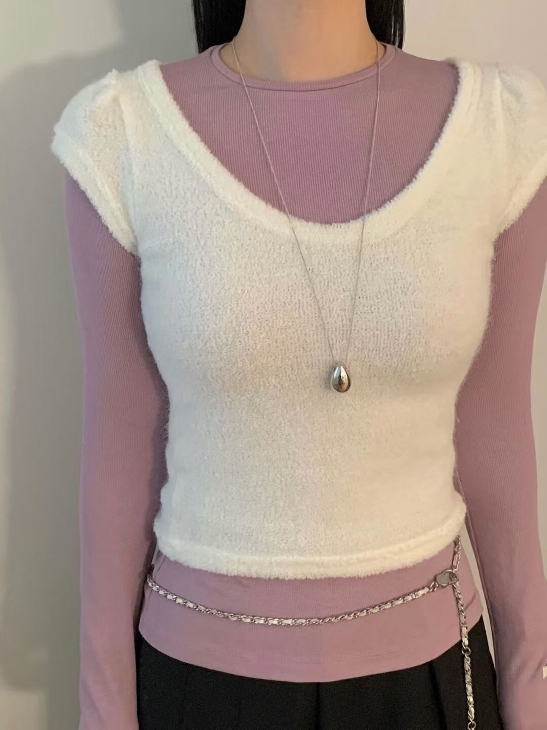 大顆水滴造型毛衣鍊長項鍊