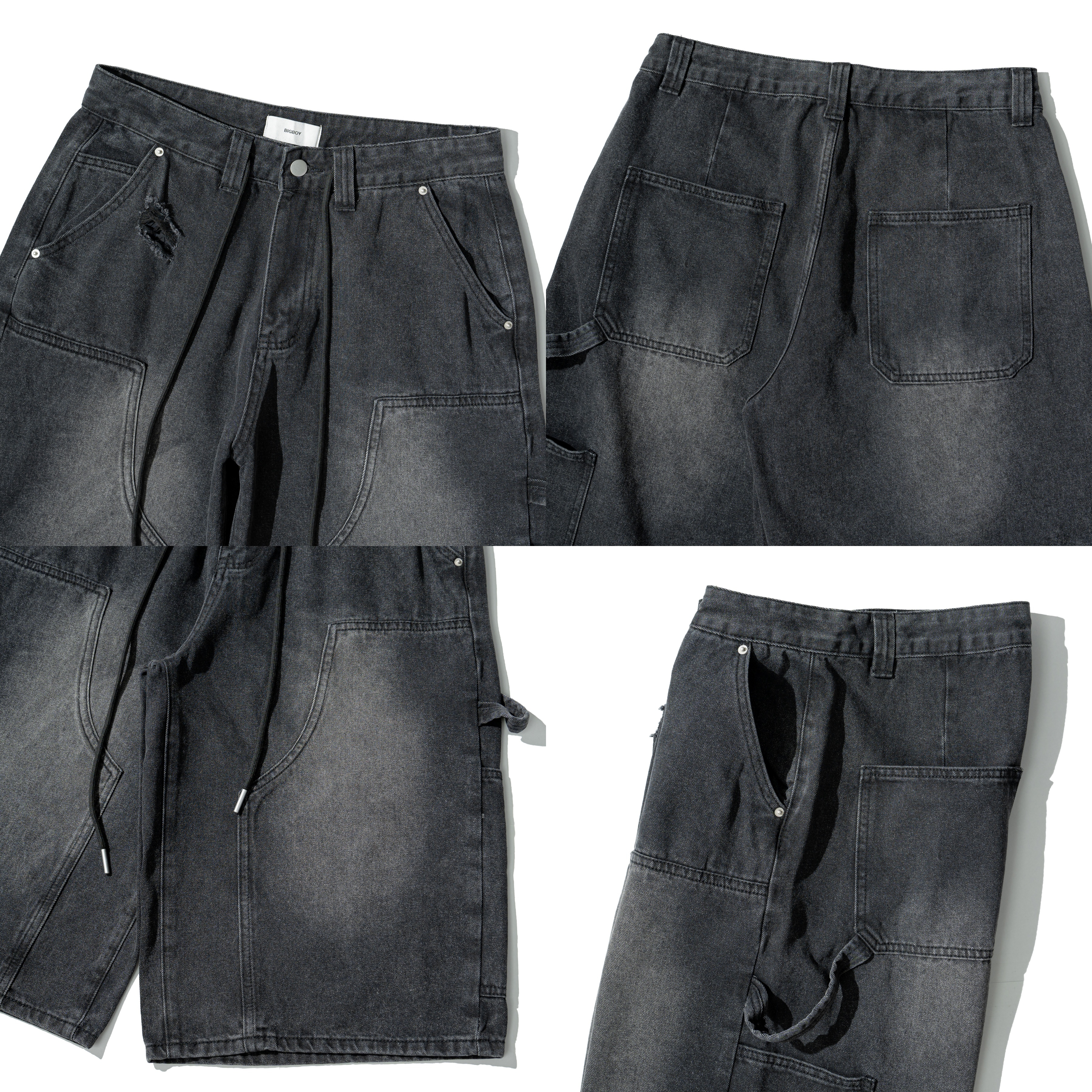 Distressed Denim Jorts 貼布 破壞 七分牛仔短褲 [B-2612]