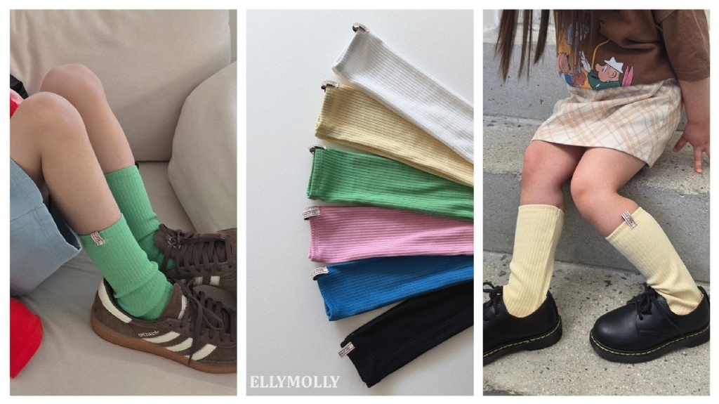 正韓夏ellymolly 六色糖果色直條襪