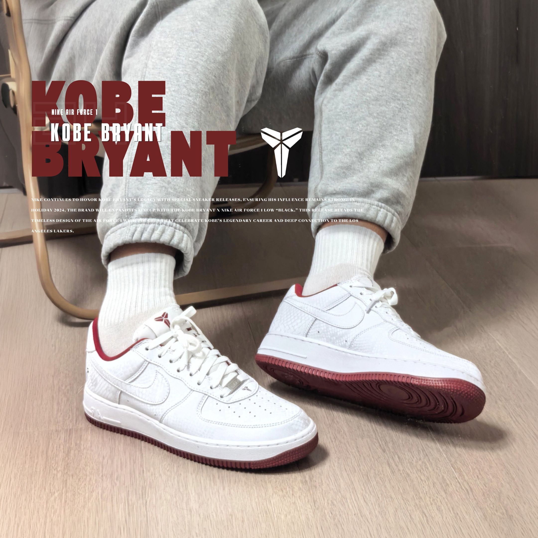 NICEDAY 代購 Nike Air Force 1 X Kobe Bryant 科比 老大 高中 白紅 IB0018-101