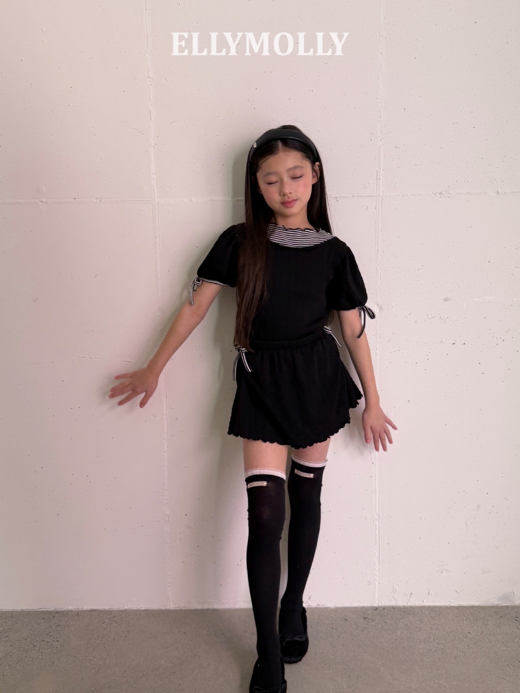 正韓夏ellymolly 蕾絲拼接膝上襪