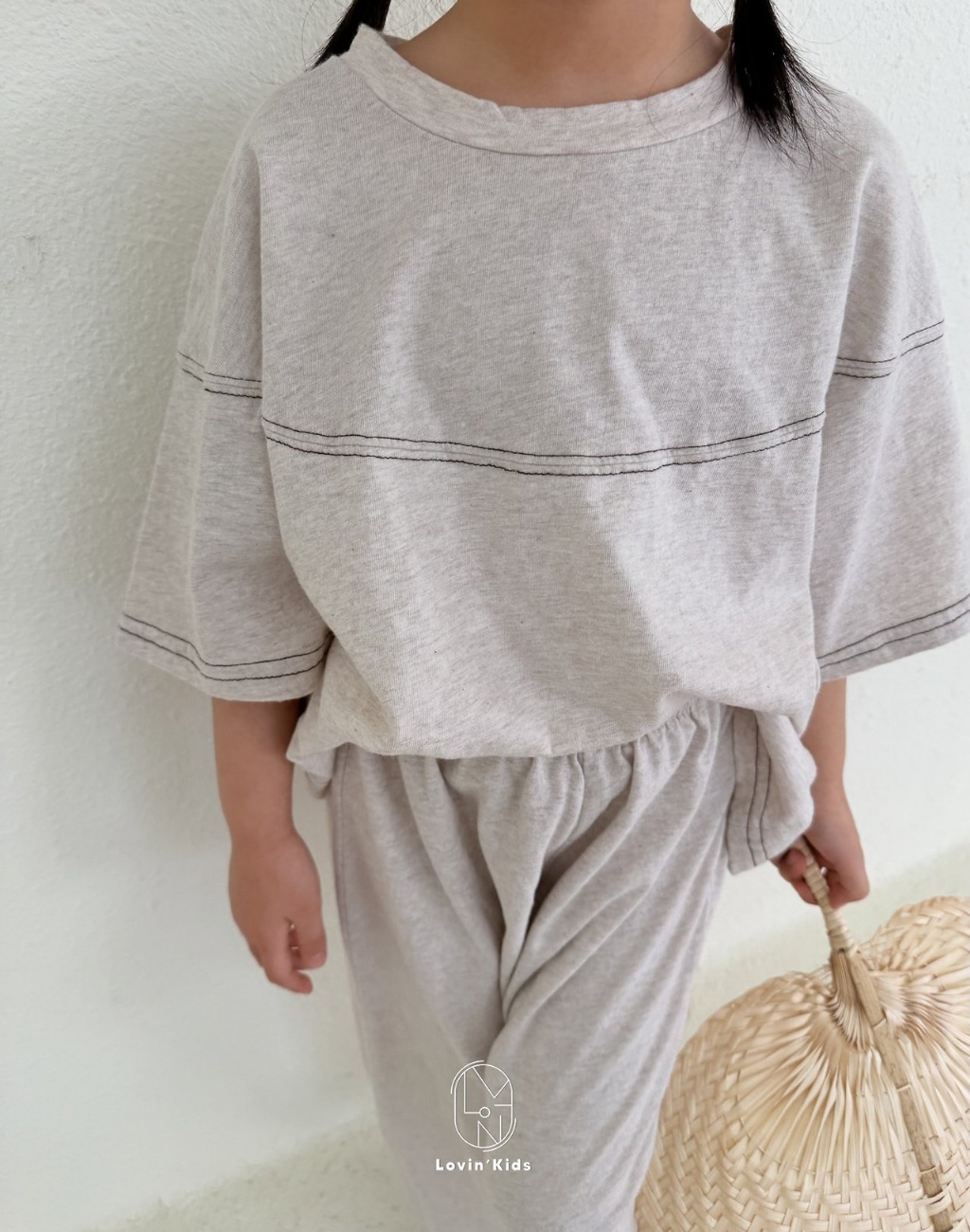 正韓夏LoVin 兩色純棉車縫線上衣