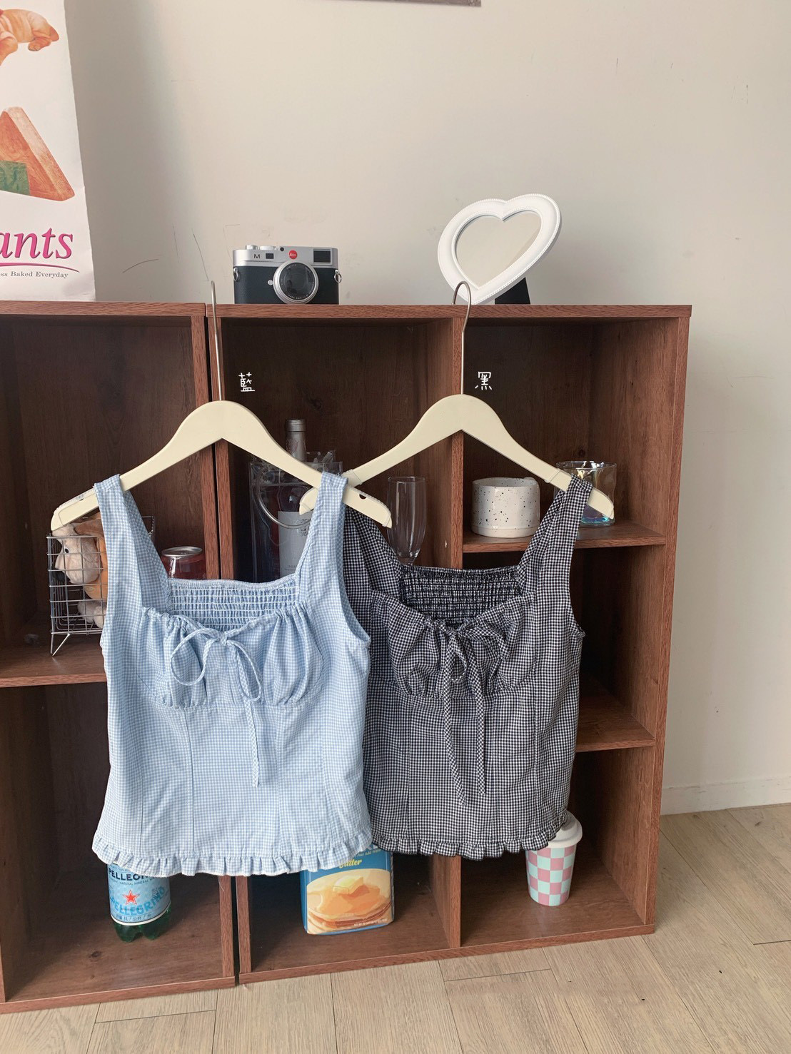 蝴蝶結無袖格紋上衣 RL8710