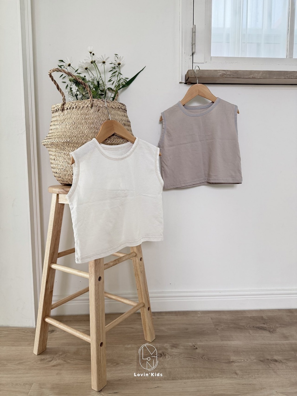 正韓夏LoVin 兩色純棉落肩背心