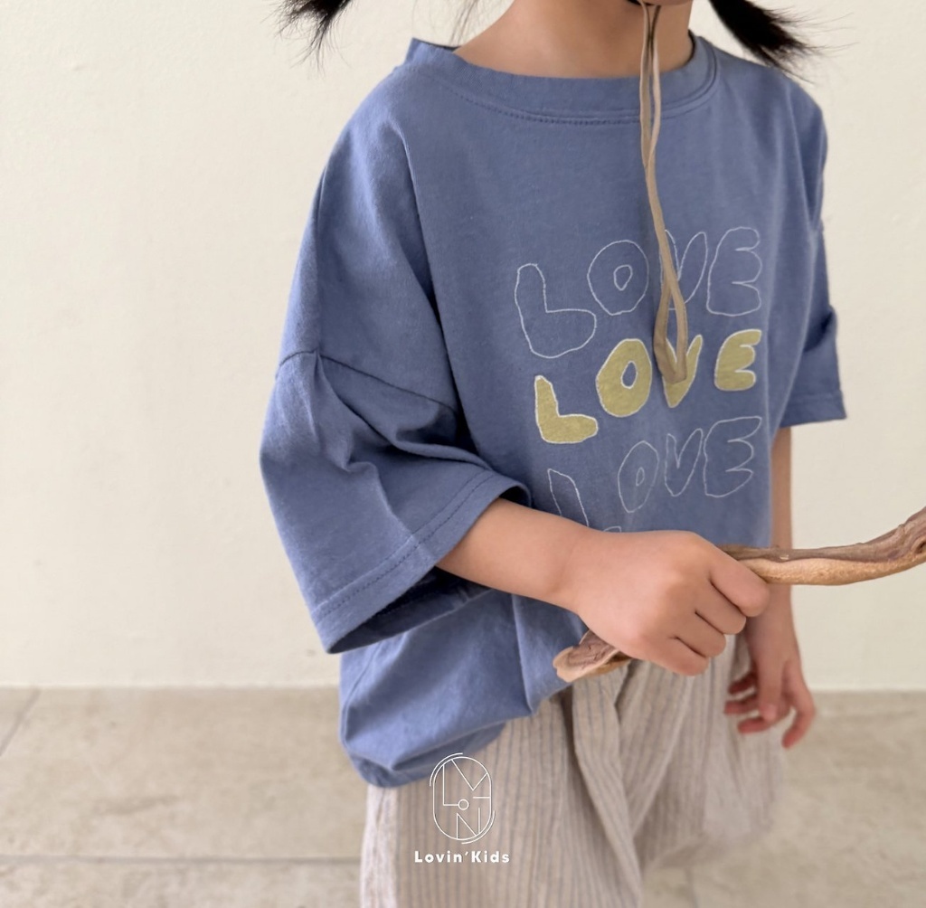 正韓夏LoVin 兩色純棉撞色love上衣
