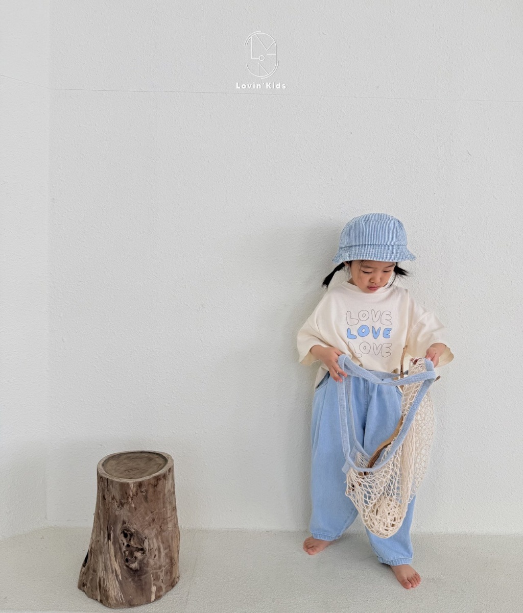 正韓夏LoVin 兩色純棉撞色love上衣