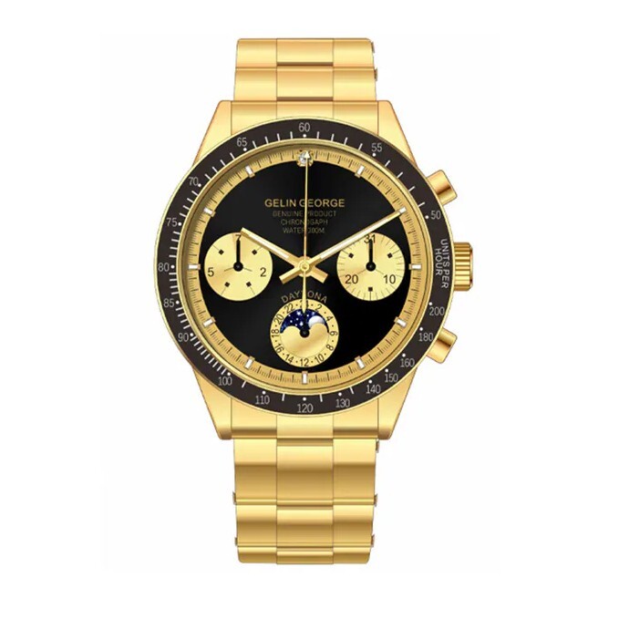 【GELIN GEORGE格林喬治】限量 真三眼 表面含金 晶鑽錶圈 鏤空 機械 手錶 GL-608