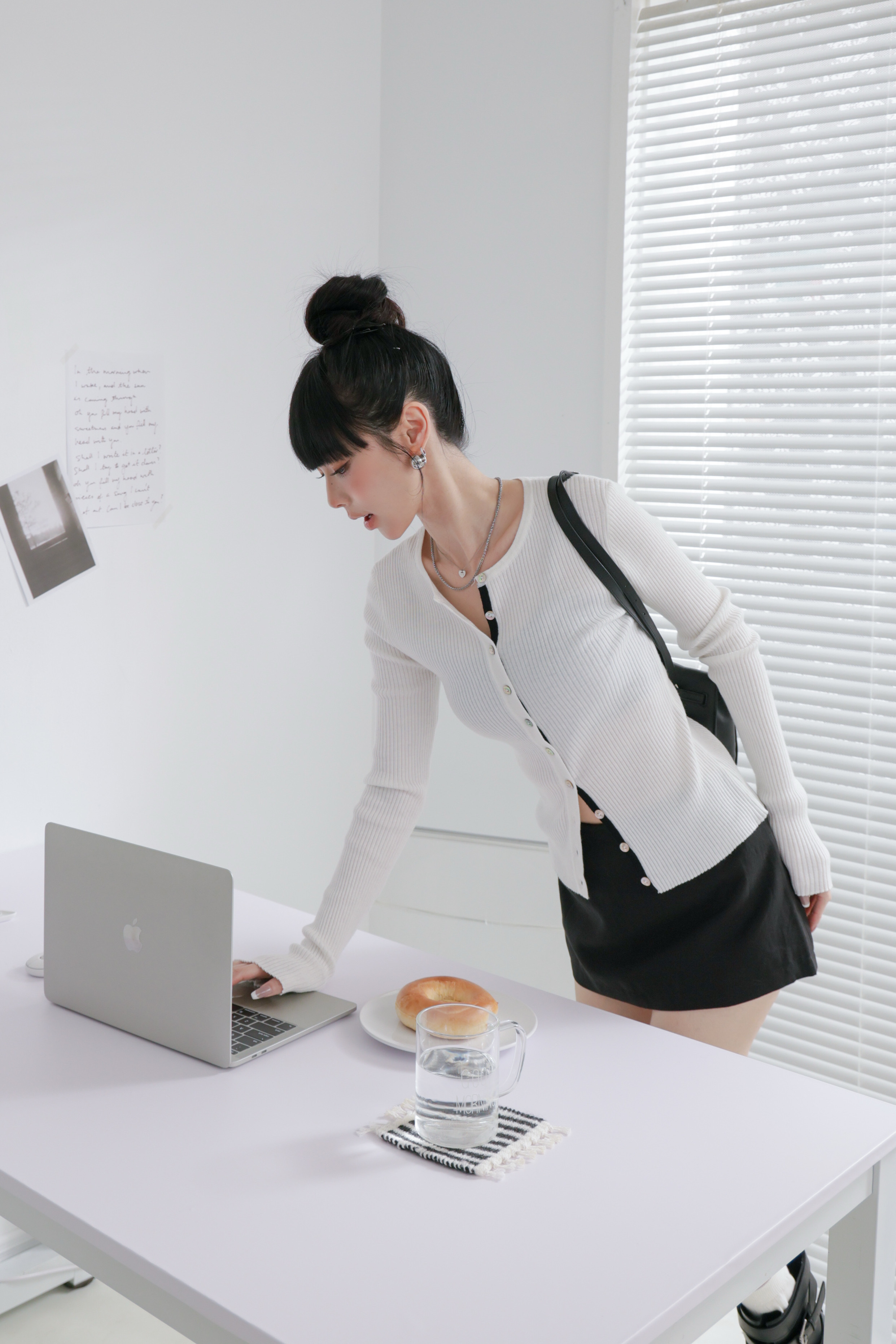 撞色排扣坑條小外套 P08