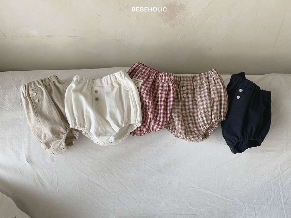 正韓夏bebeholic 嫩嬰五色格紋/素色包屁褲