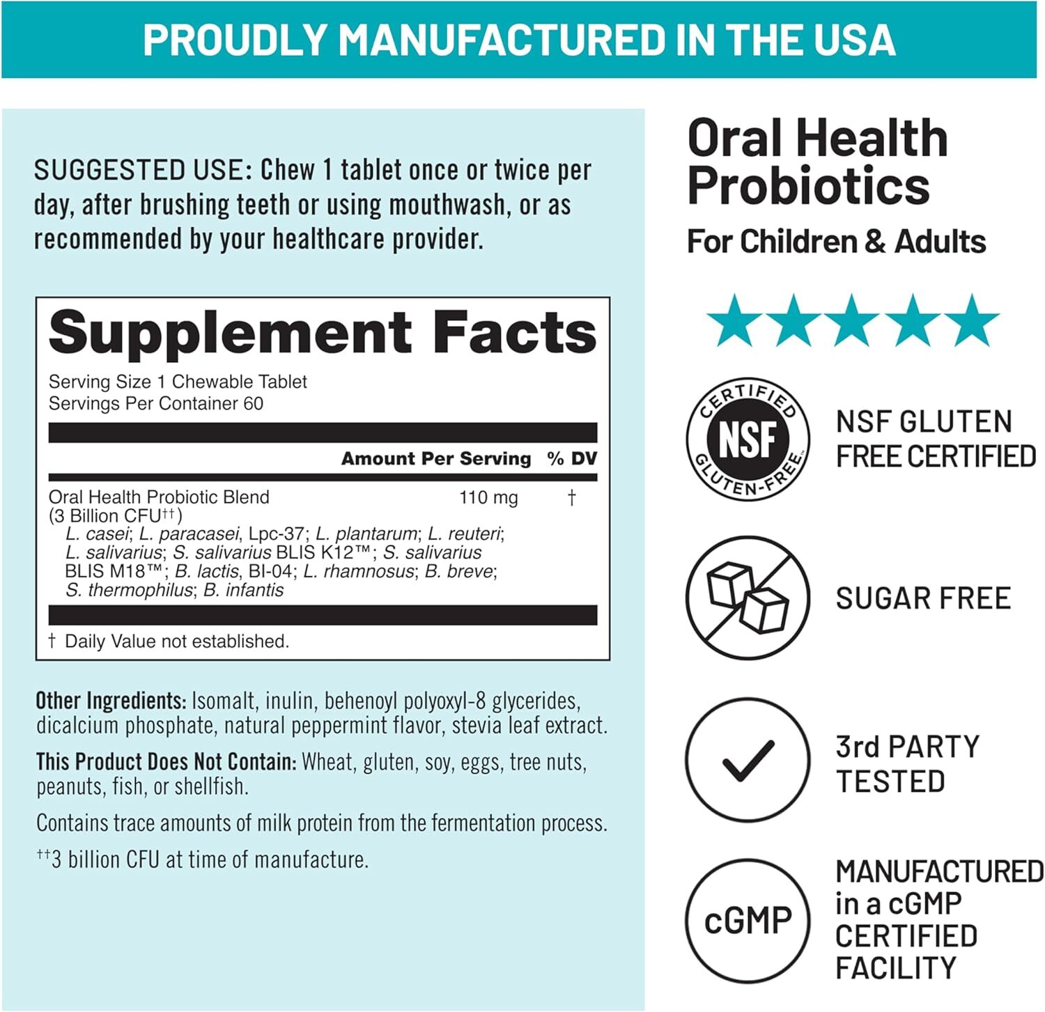 代購 NatureWise Oral Health Chewable Probiotics 60 Tablets