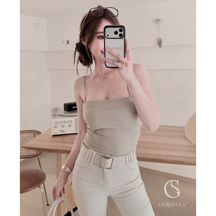 A158「慕絲⽜奶平⼝ BRA TOP（肩帶可拆）」