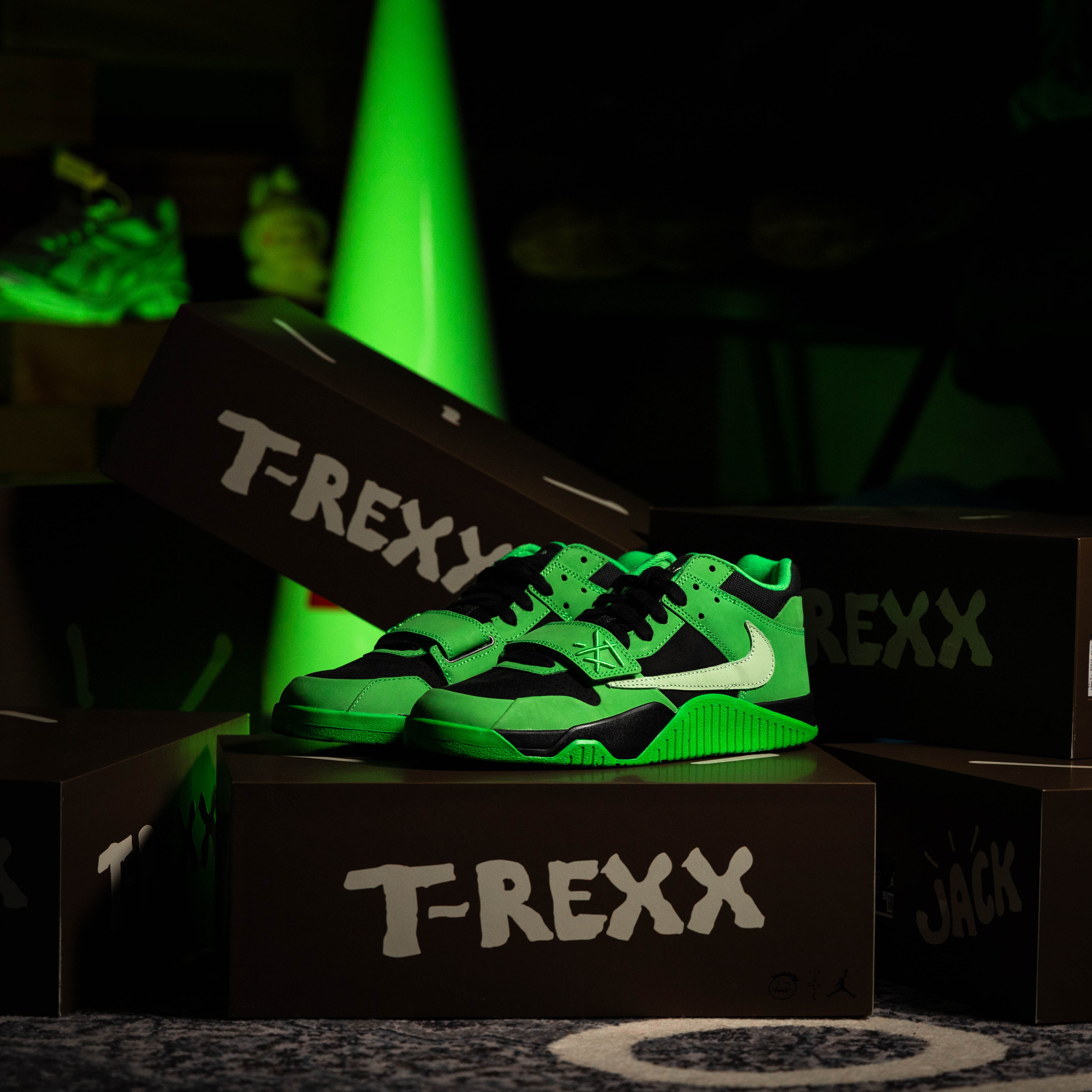 -(A9c)-JORDAN CJ1 TRAVIS SCOTT X JORDAN JUMPMAN T-REXX "GREEN SPARK" 黑綠 聯名款 倒勾-IM9113 300