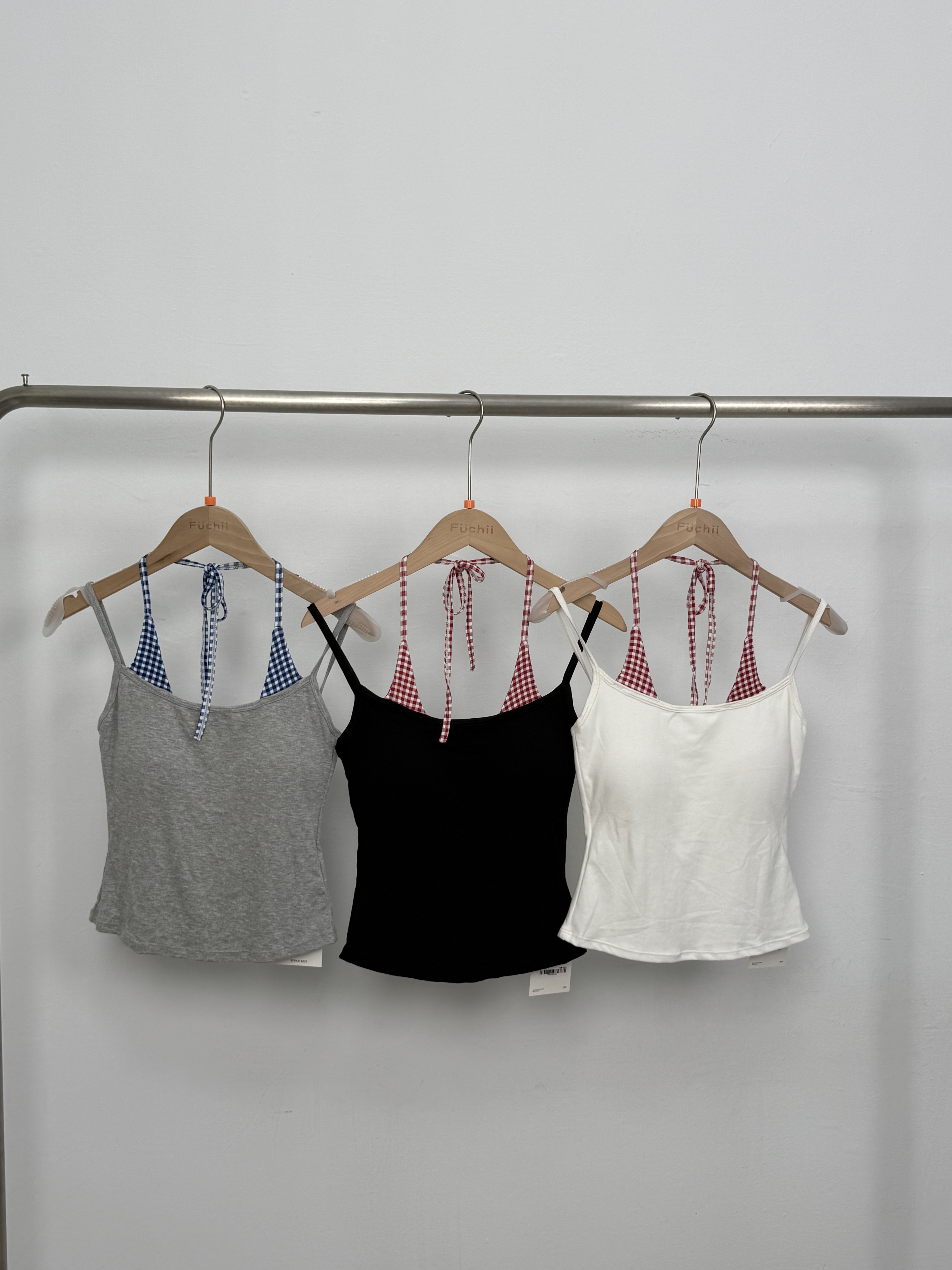 B50格子假兩件背心上衣