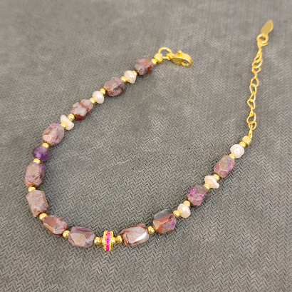 0402gz50--舒俱來-SJL548煙紫疊珠手鏈（B10）