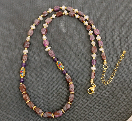 0402gz52--舒俱來-SJL550煙紫疊珠項鏈（B12）