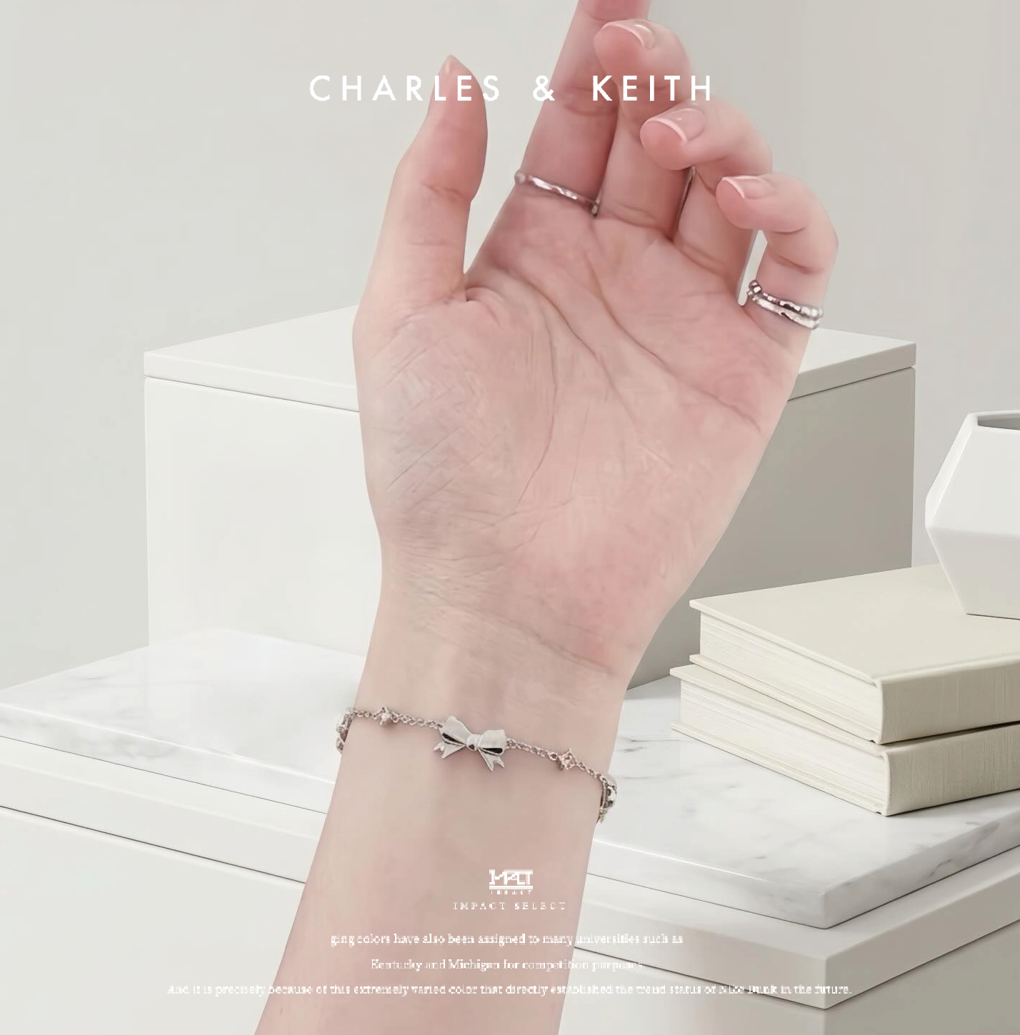 Charles & Keith 小ck 蝴蝶結系列 粉鑽手鍊