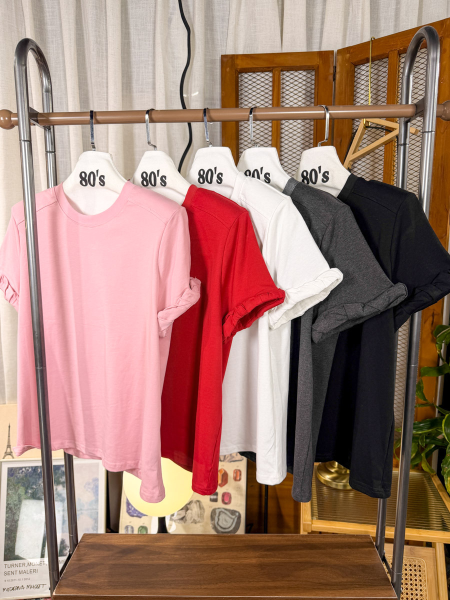 【多買多優惠】【3-7/4滿$1000送禮物】扭紋袖口．墊膊．COTTON料TOP【不設退換】