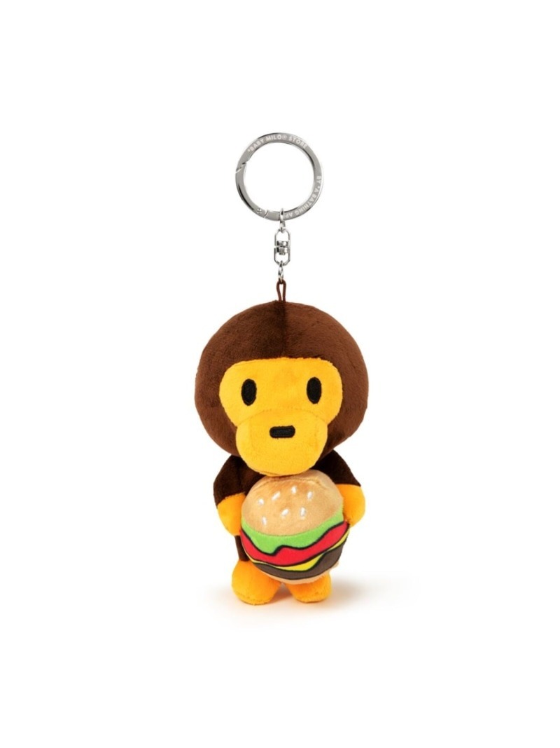 2026SS BAPE A BATHING APE BABY MILO STORE BABY MILO HAMBURGER PLUSH DOLL KEYCHAIN 漢堡 小猴子 鑰匙圈 現貨 AM20182310