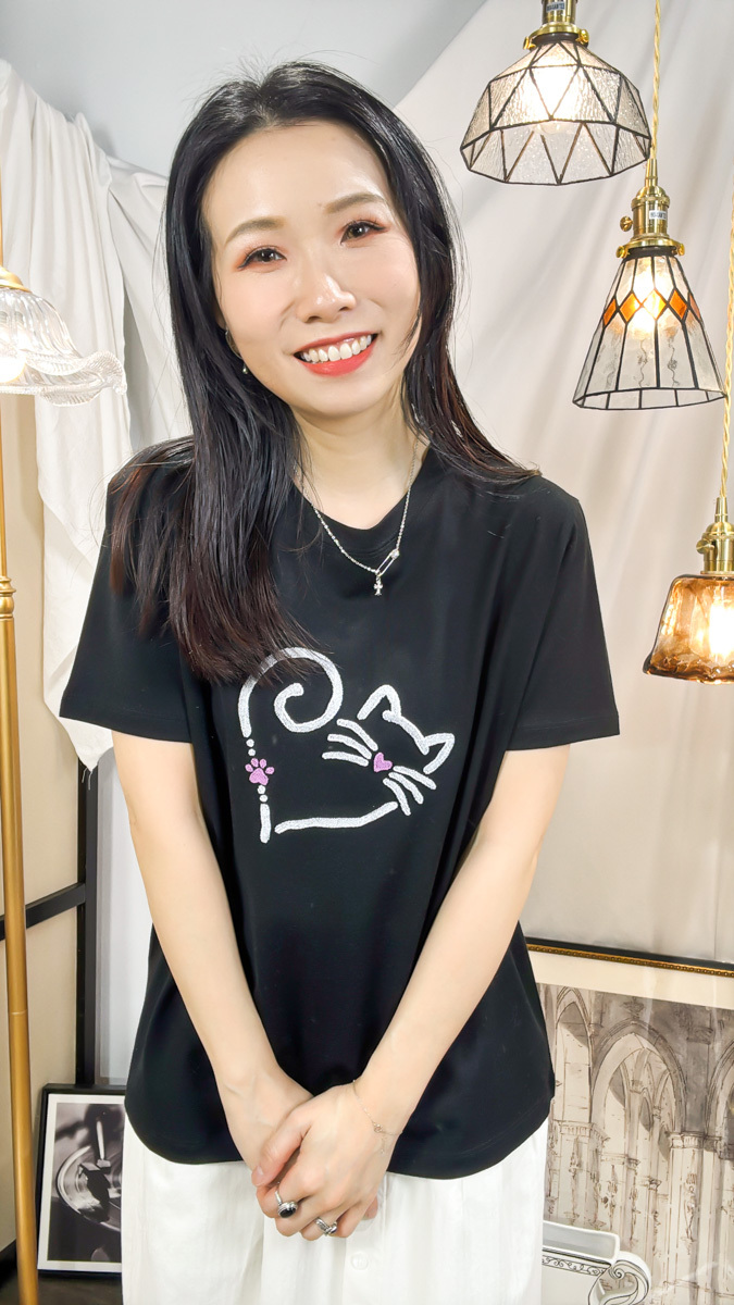 【多買多優惠】【3-7/4滿$1000送禮物】貓貓刺繡．COTTON料TOP【不設退換】