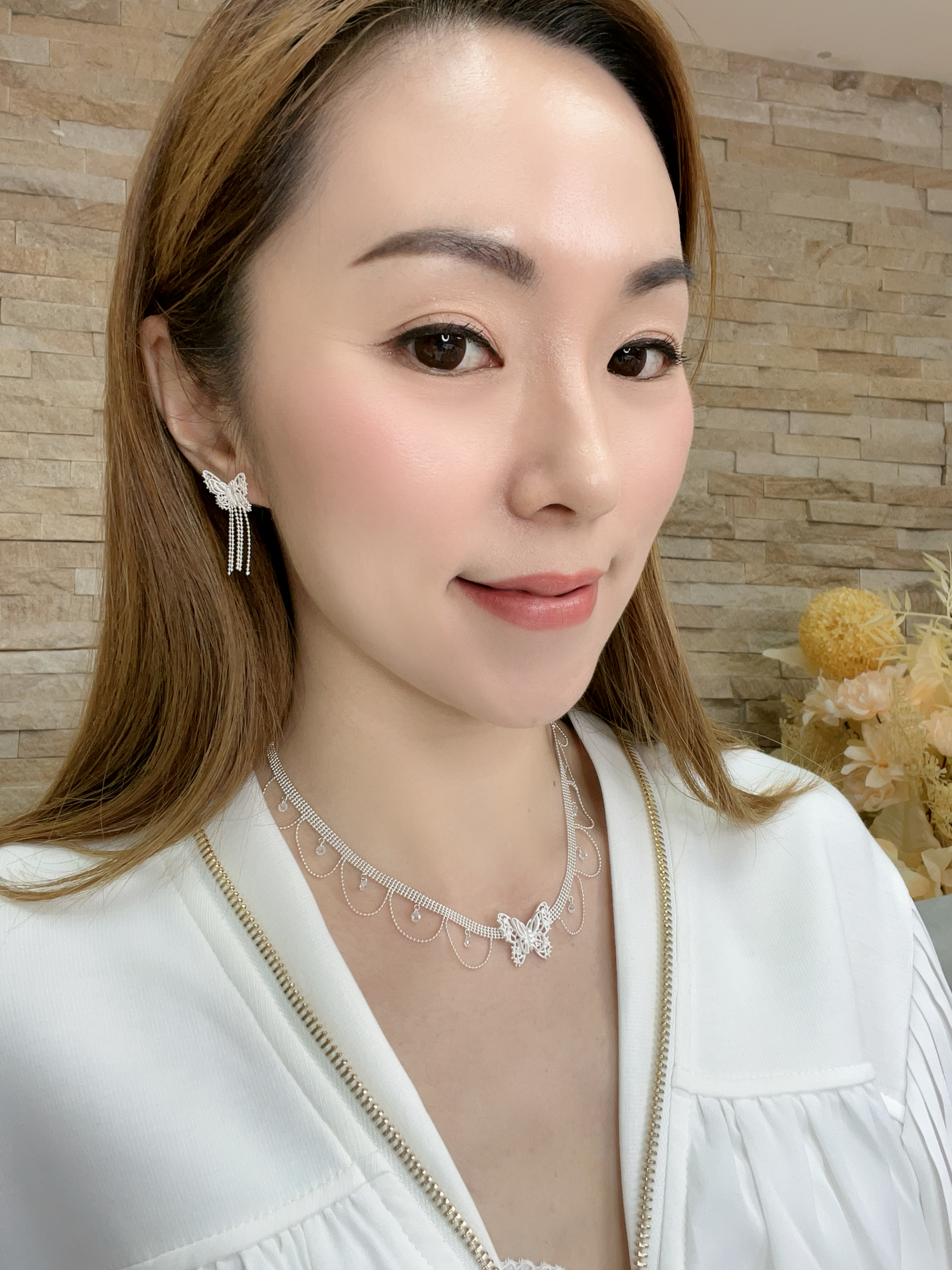 (AL1)蝴蝶蕾絲 項鏈 S925 厚銀- #X0250901 #AP2604