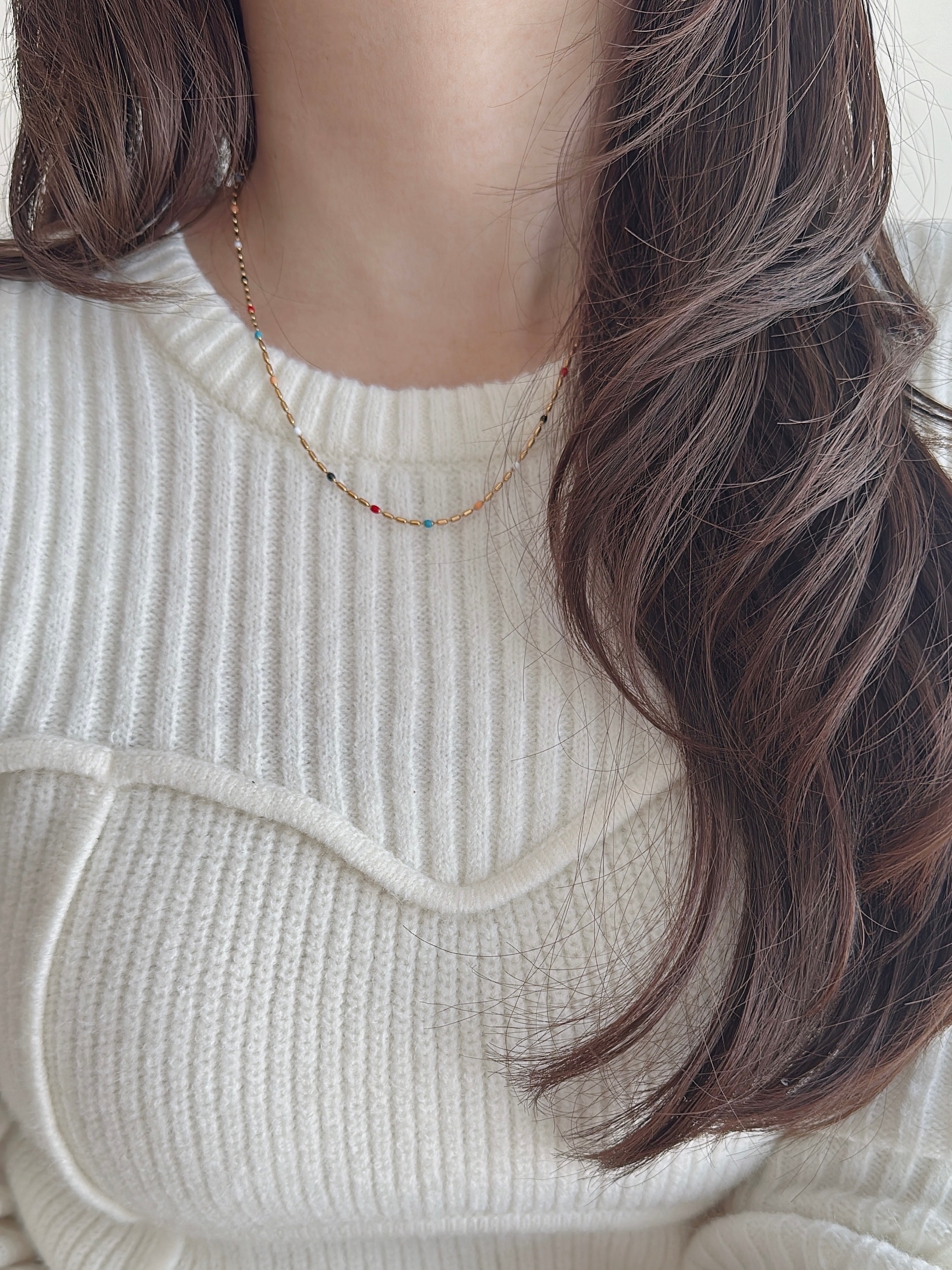 SS slide magnet random beads necklace