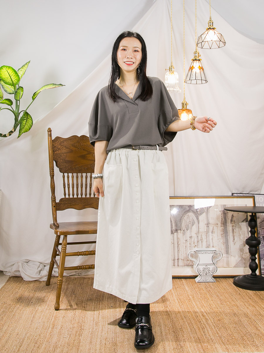 【3/4-7/4限時優惠】【3-7/4滿$1000送禮物】V領．滑滑料TOP