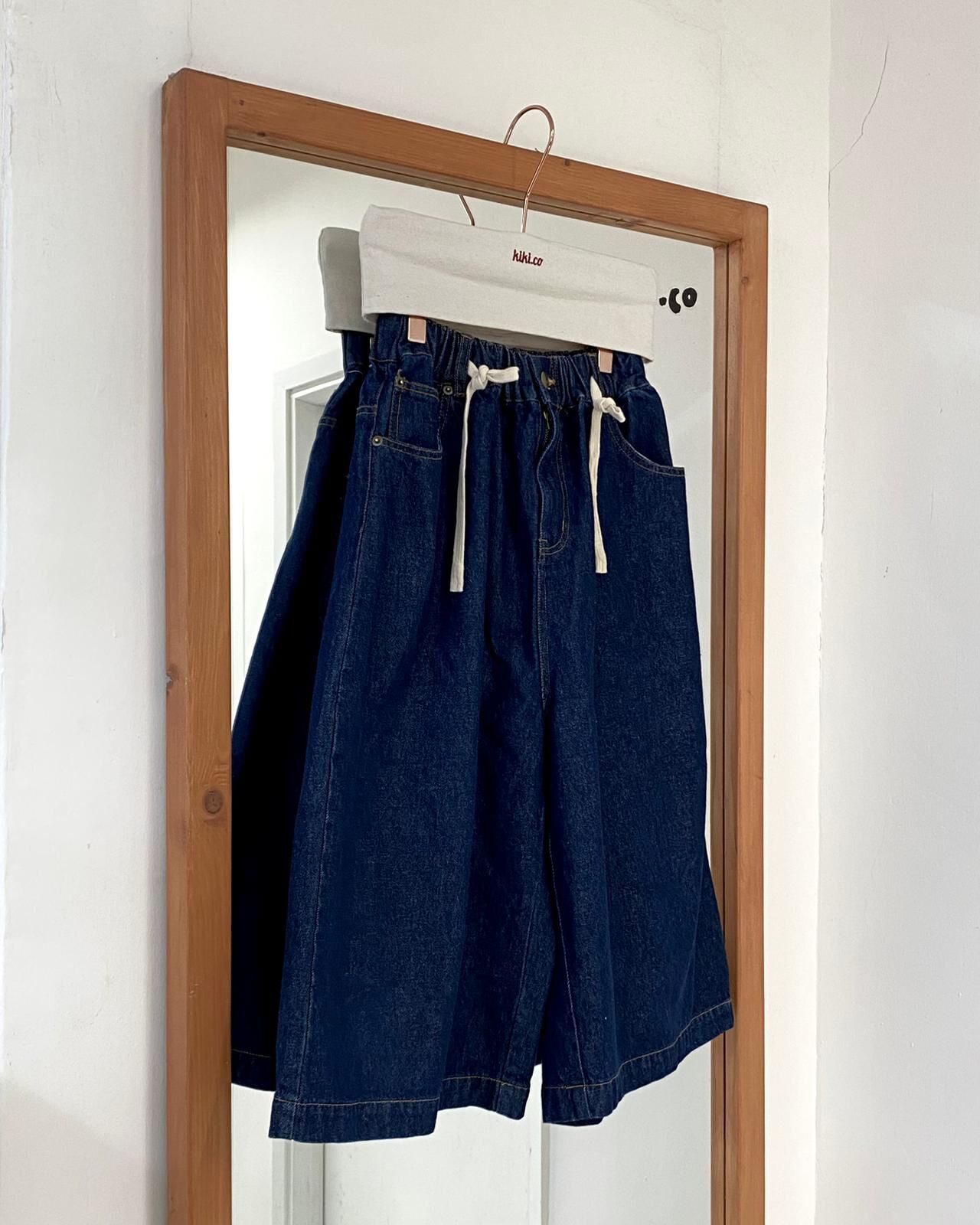 全橡筋抽繩中長闊褲