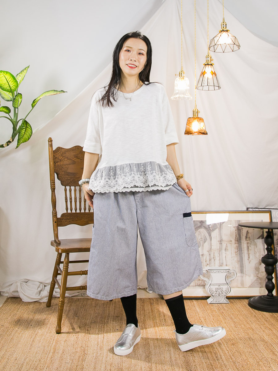 【3/4-7/4限時優惠】【3-7/4滿$1000送禮物】下擺格仔麻棉料．LACE網布．竹節料TOP