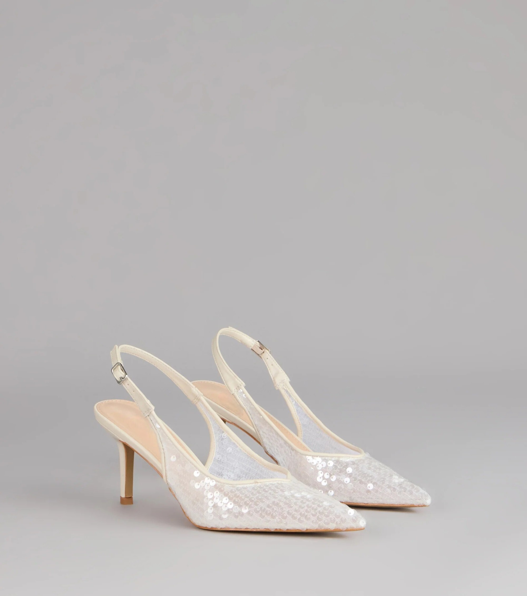 Glitter White粉光白色亮片高跟鞋