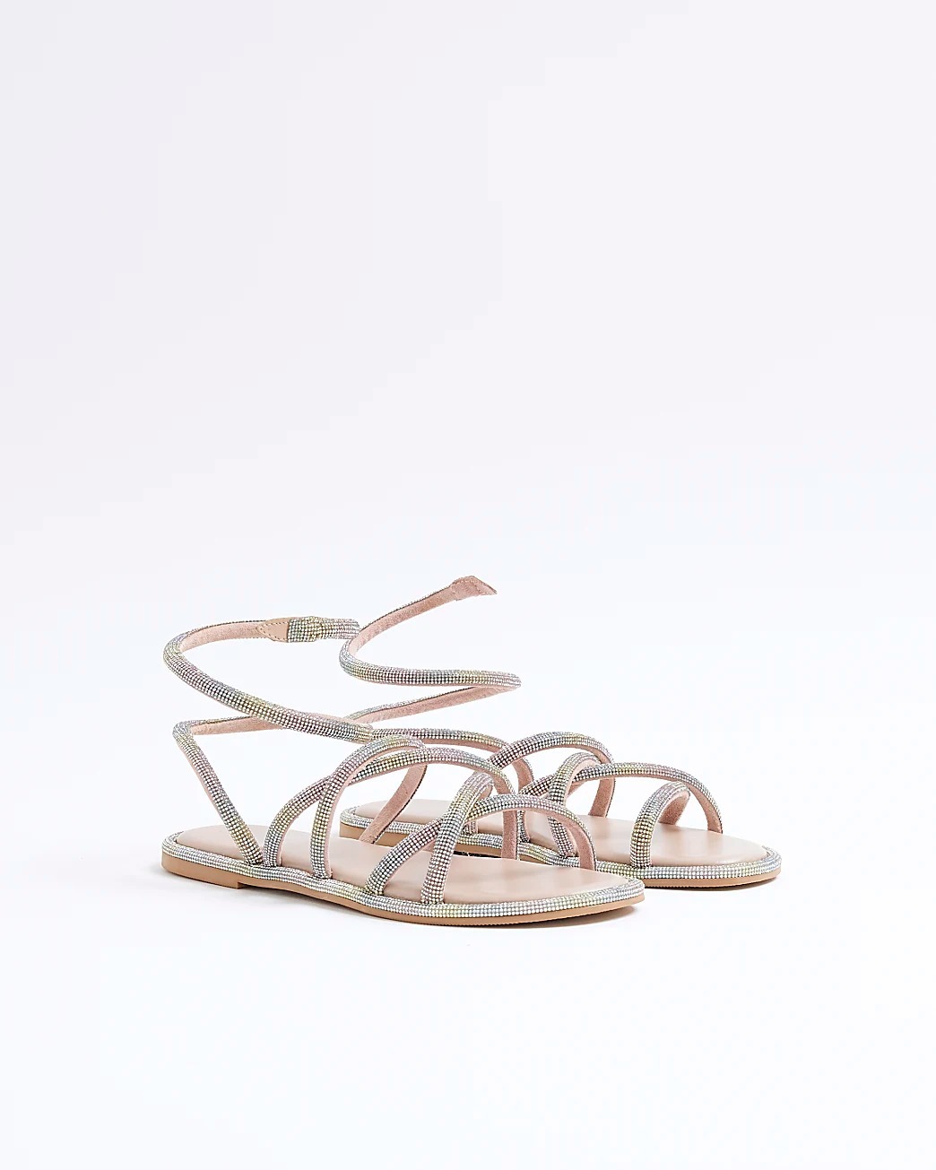 Sparkle Step幻彩色水鑽飾帶繞踝涼鞋